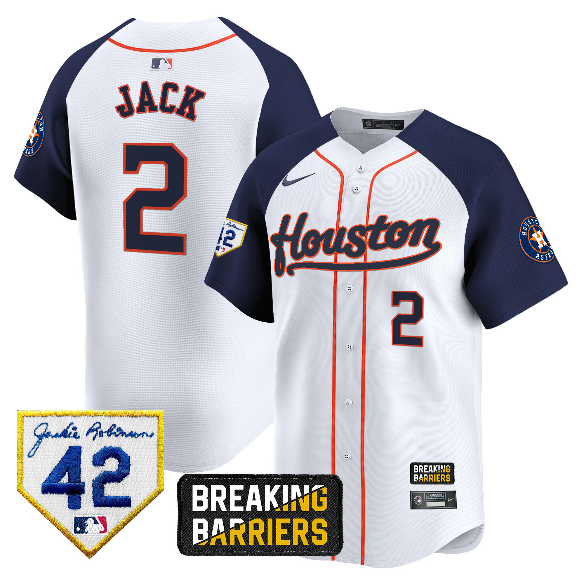 Travis Scott Men's Houston Astros Jackie Robinson Breaking Barriers Patch Vapor Premier Limited Alternate Jersey - All Stitched