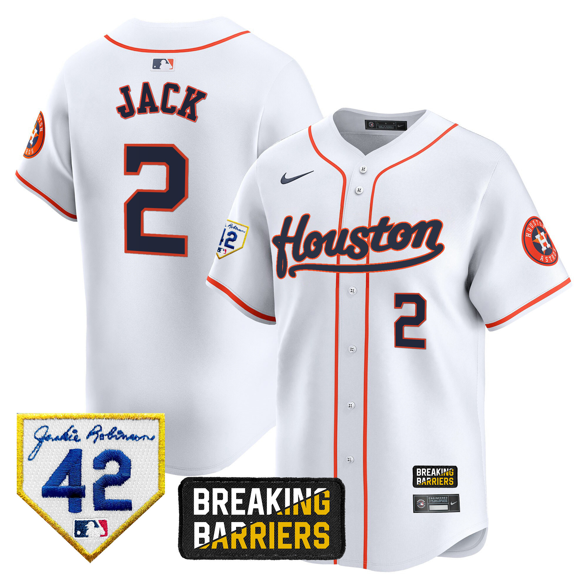 Travis Scott Men's Houston Astros Jackie Robinson Breaking Barriers Patch Vapor Premier Limited Home Jersey - All Stitched