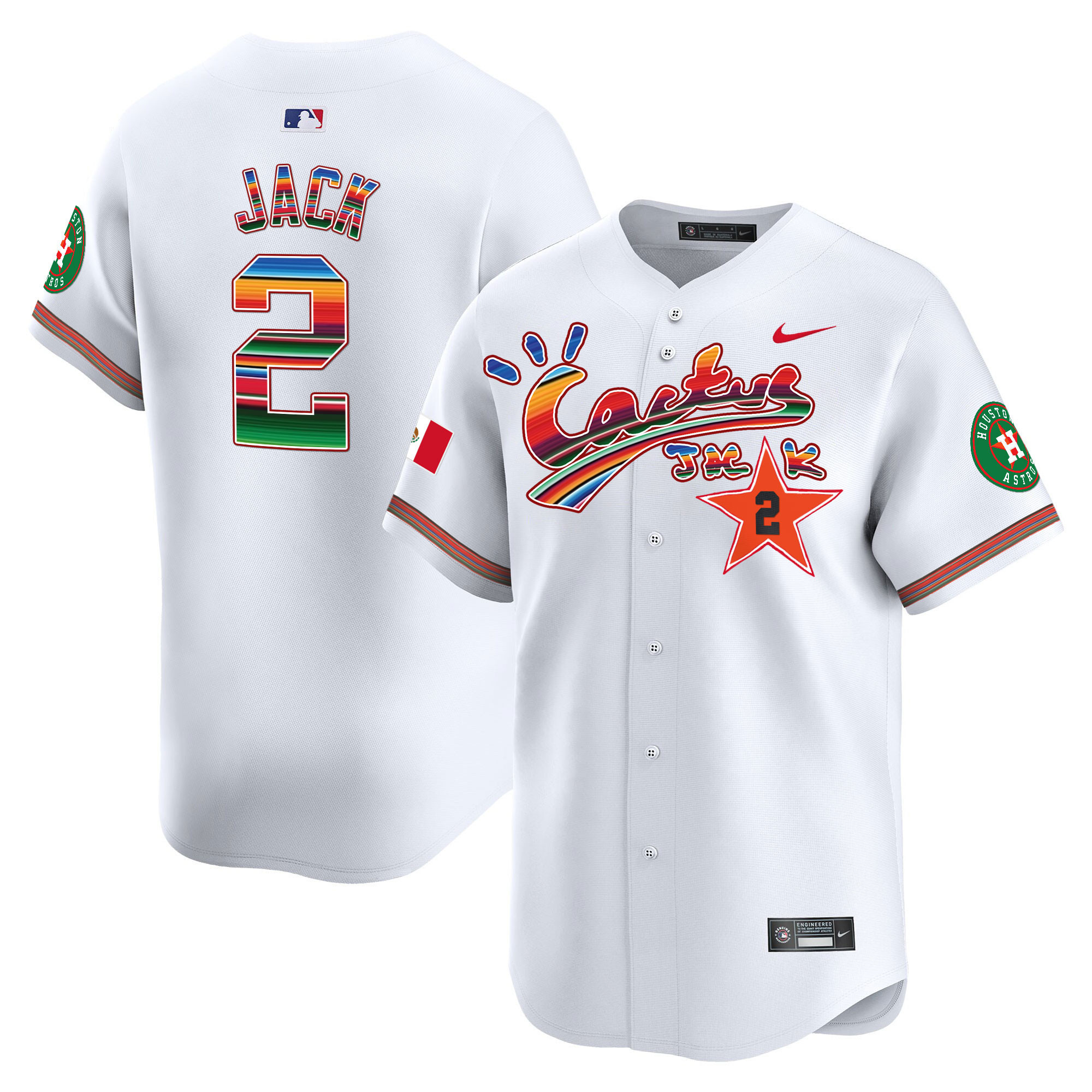 Travis Scott Men's Houston Astros Mexico Cactus Jack Vapor Premier Limited White Jersey - All Stitched