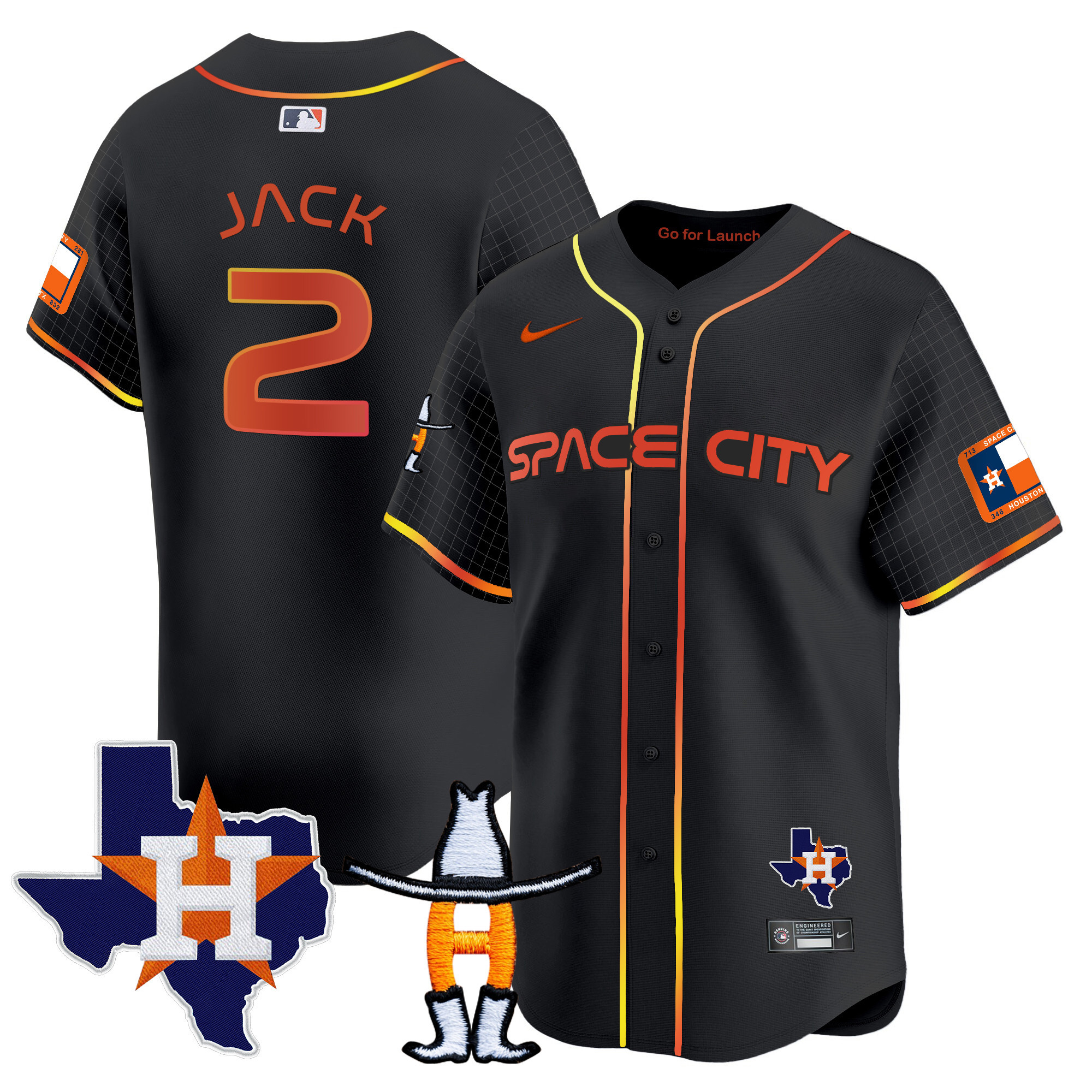 Travis Scott Men's Houston Astros Space City Texas Patch Vapor Premier Limited Black Jersey - All Stitched