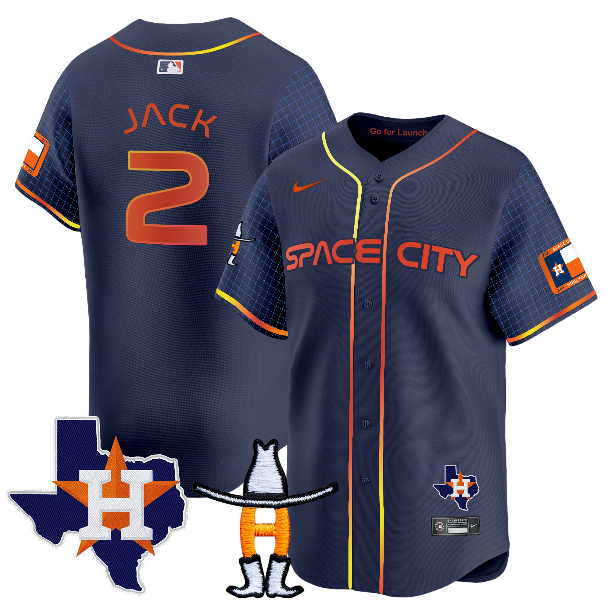 Travis Scott Men's Houston Astros Space City Texas Patch Vapor Premier Limited Navy Jersey - All Stitched