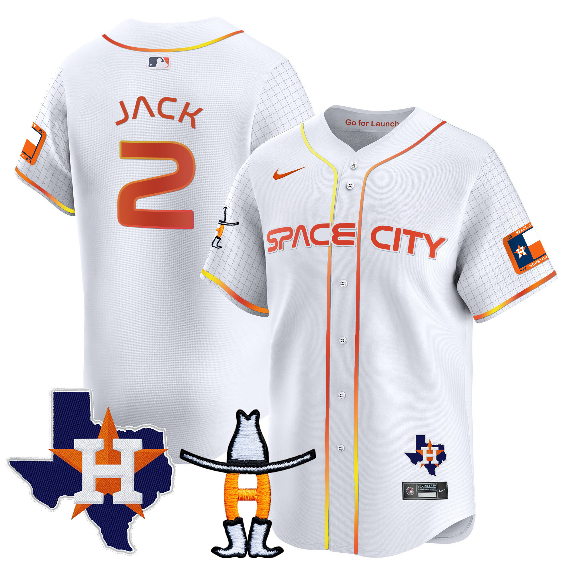 Travis Scott Men's Houston Astros Space City Texas Patch Vapor Premier Limited White Jersey - All Stitched