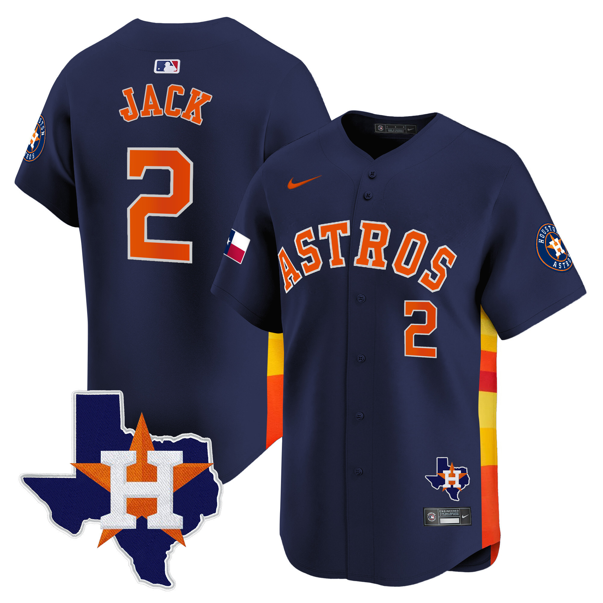 Travis Scott Men's Houston Astros Texas Patch Vapor Premier Limited Navy Jersey - All Stitched