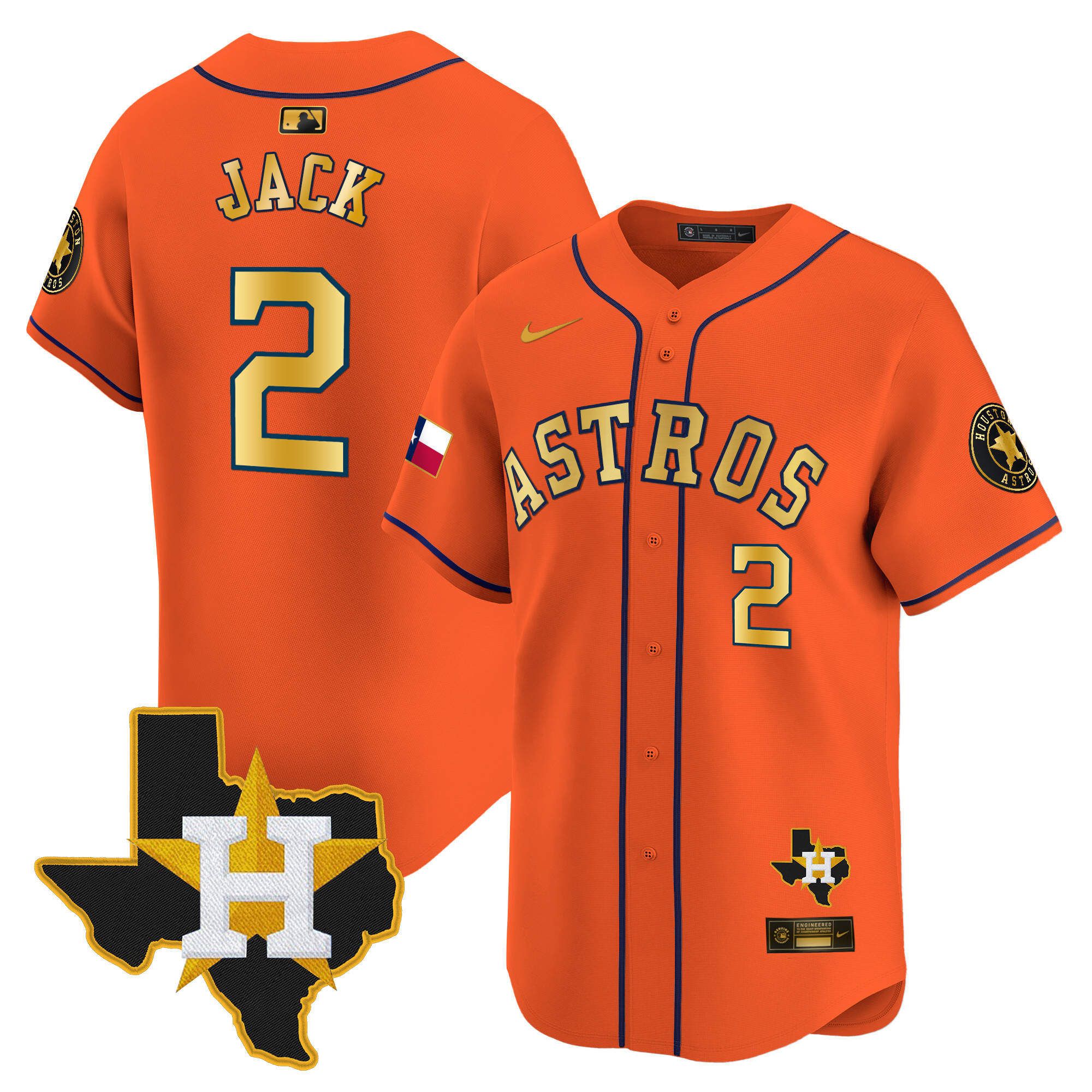 Travis Scott Men's Houston Astros Texas Patch Vapor Premier Limited Orange Gold Jersey - All Stitched