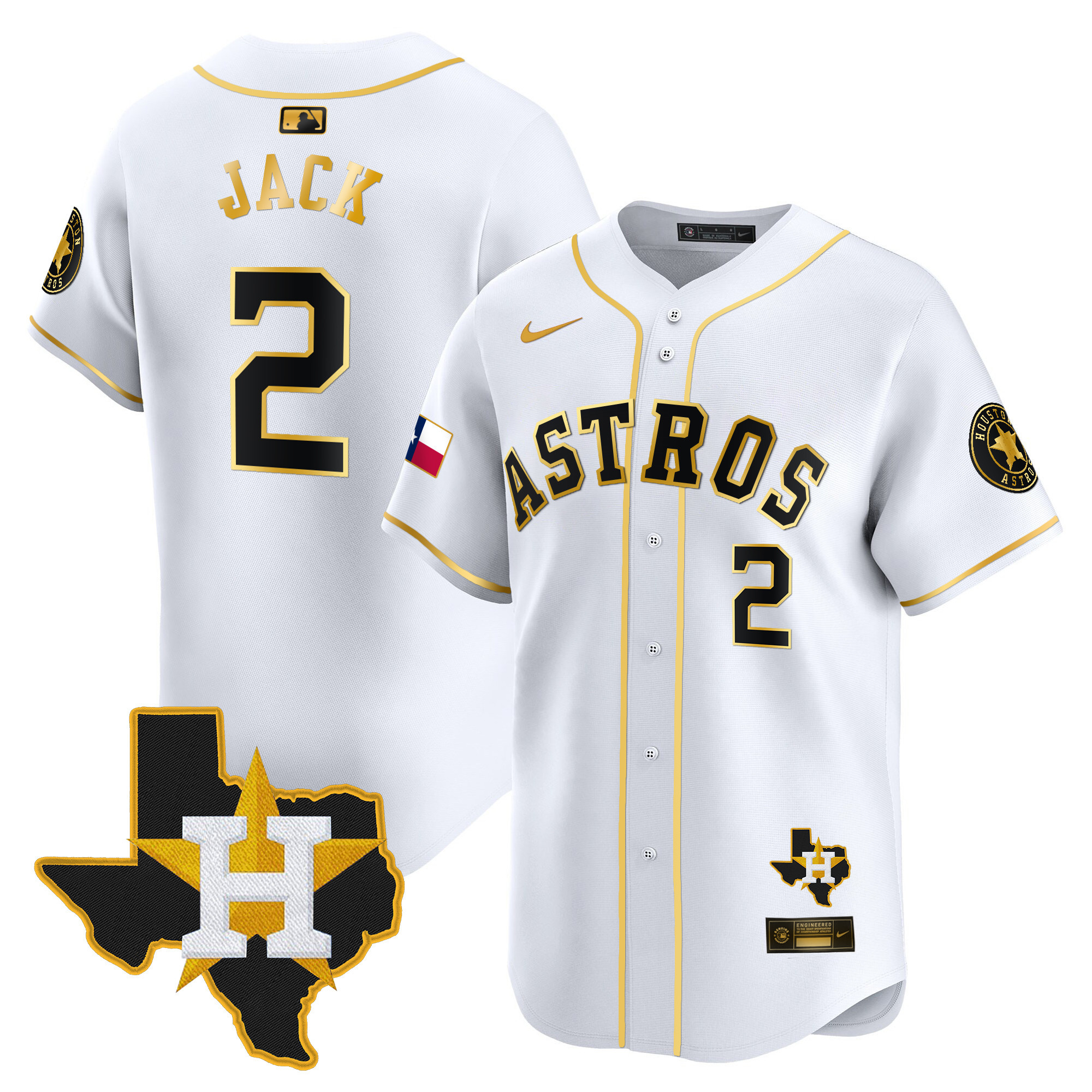 Travis Scott Men's Houston Astros Texas Patch Vapor Premier Limited White Gold Jersey - All Stitched
