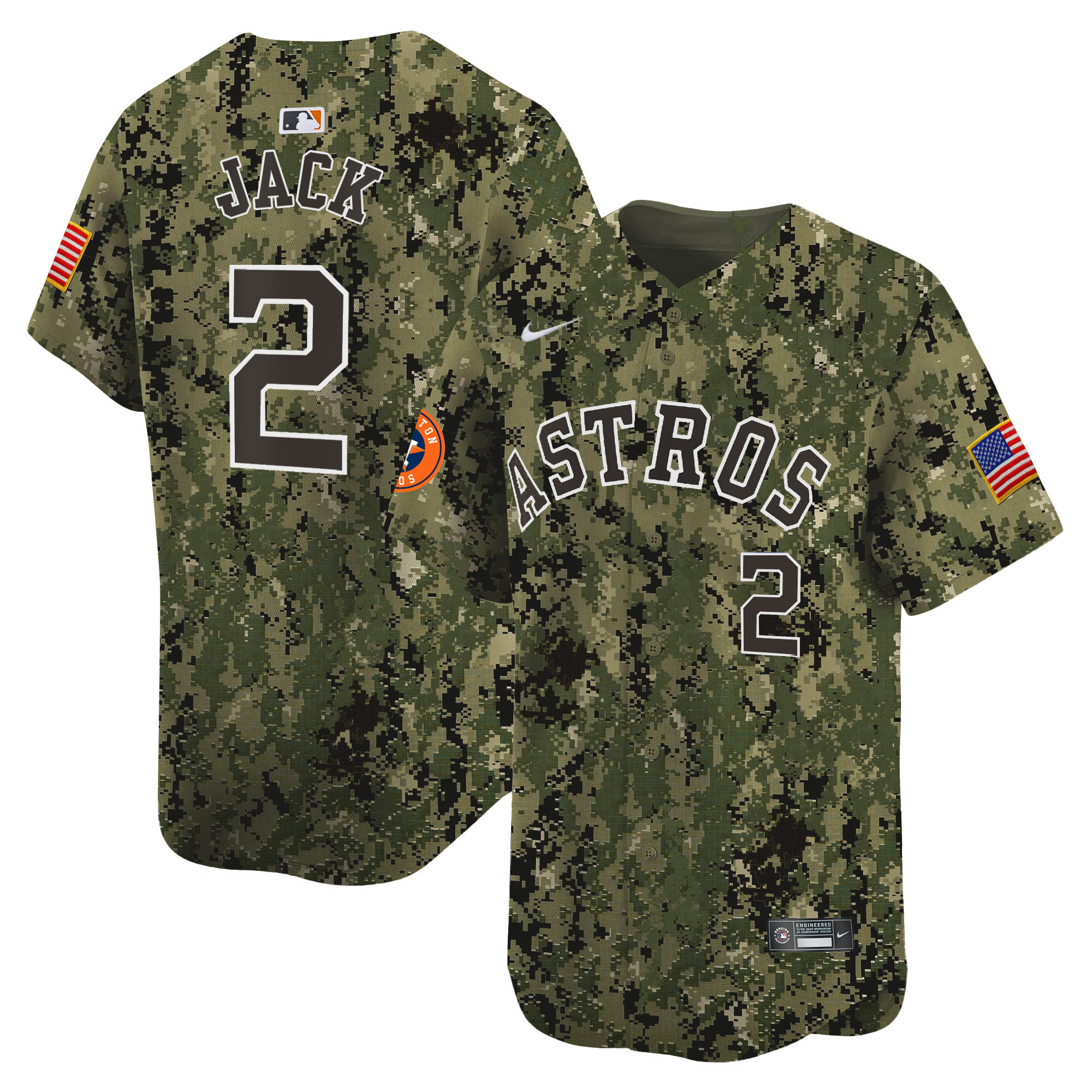 Travis Scott Men's Houston Astros USMC Alternate Vapor Premier Limited Woodland Jersey - All Stitched