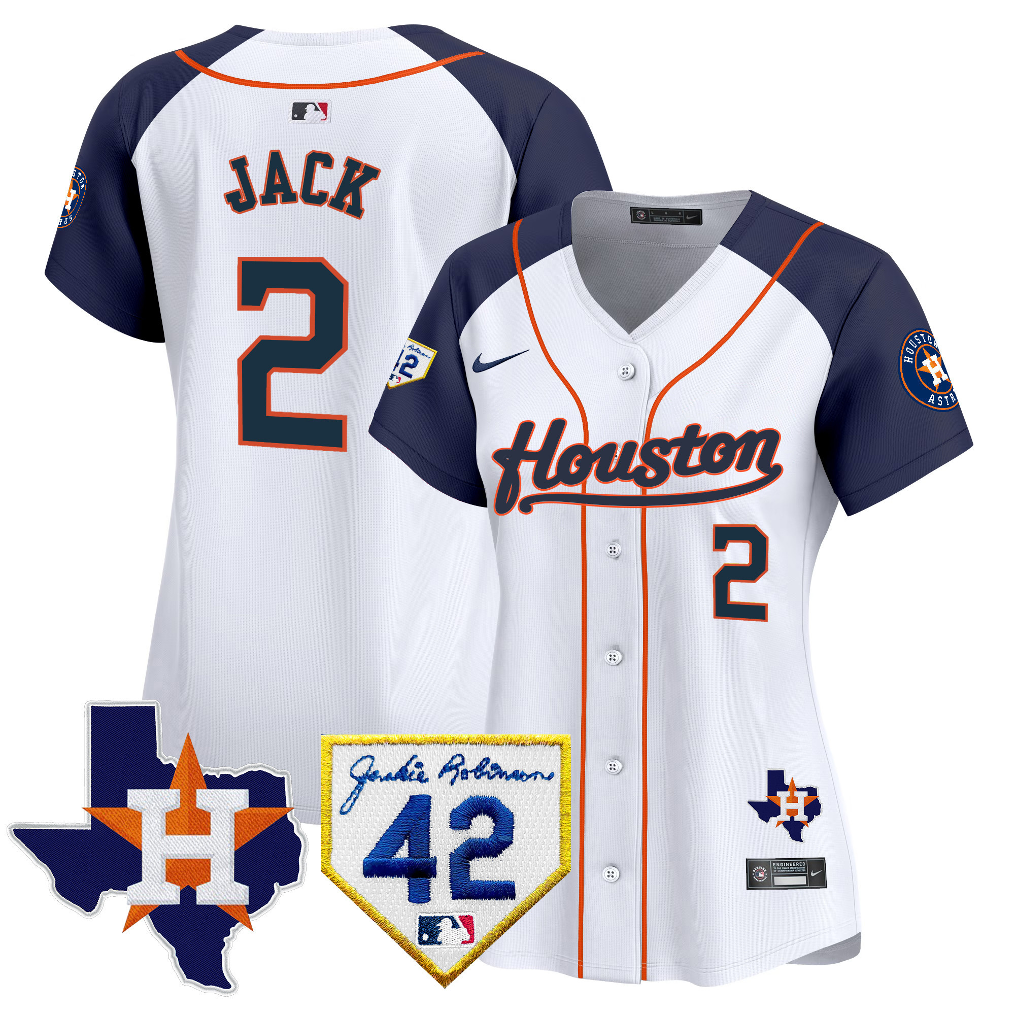 Travis Scott Women's Houston Astros 2024 Jackie Robinson Patch Vapor Premier Limited Alternate Jersey - All Stitched