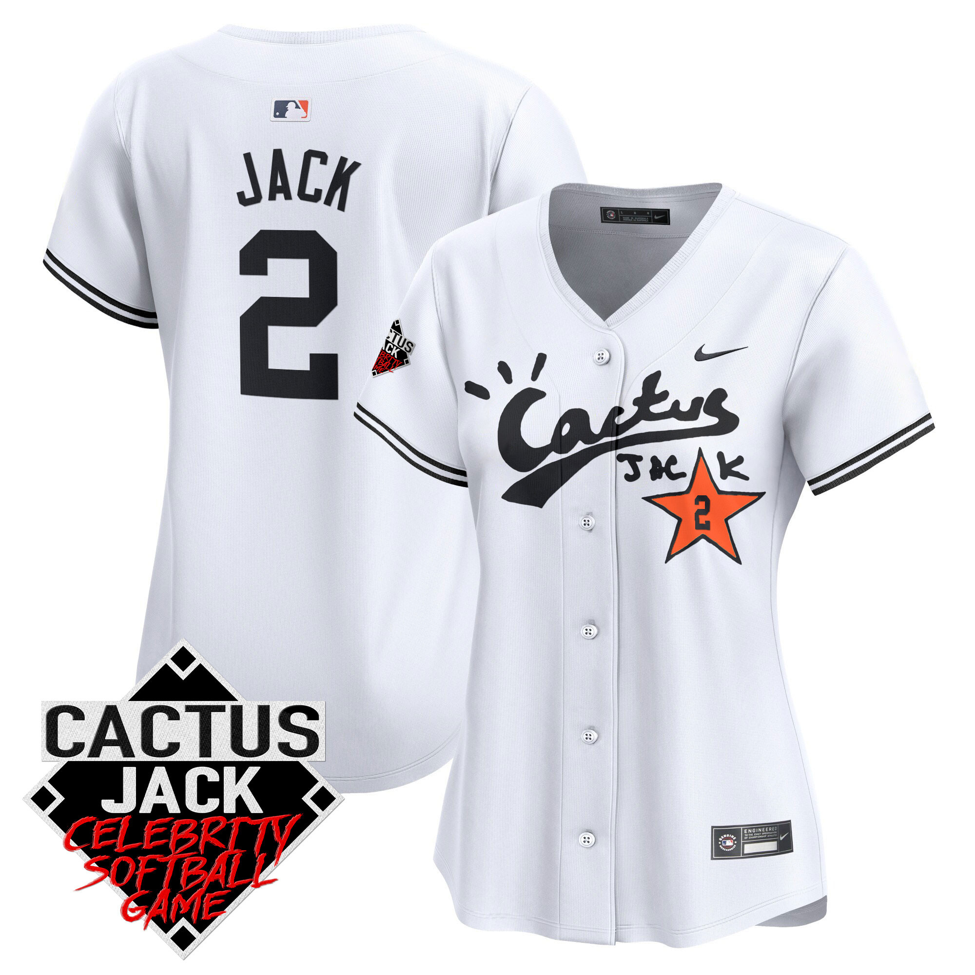 Travis Scott Women's Houston Astros Cactus Jack Celebrity Softball Game Patch Vapor Premier Limited V2 White Jersey - All Stitched