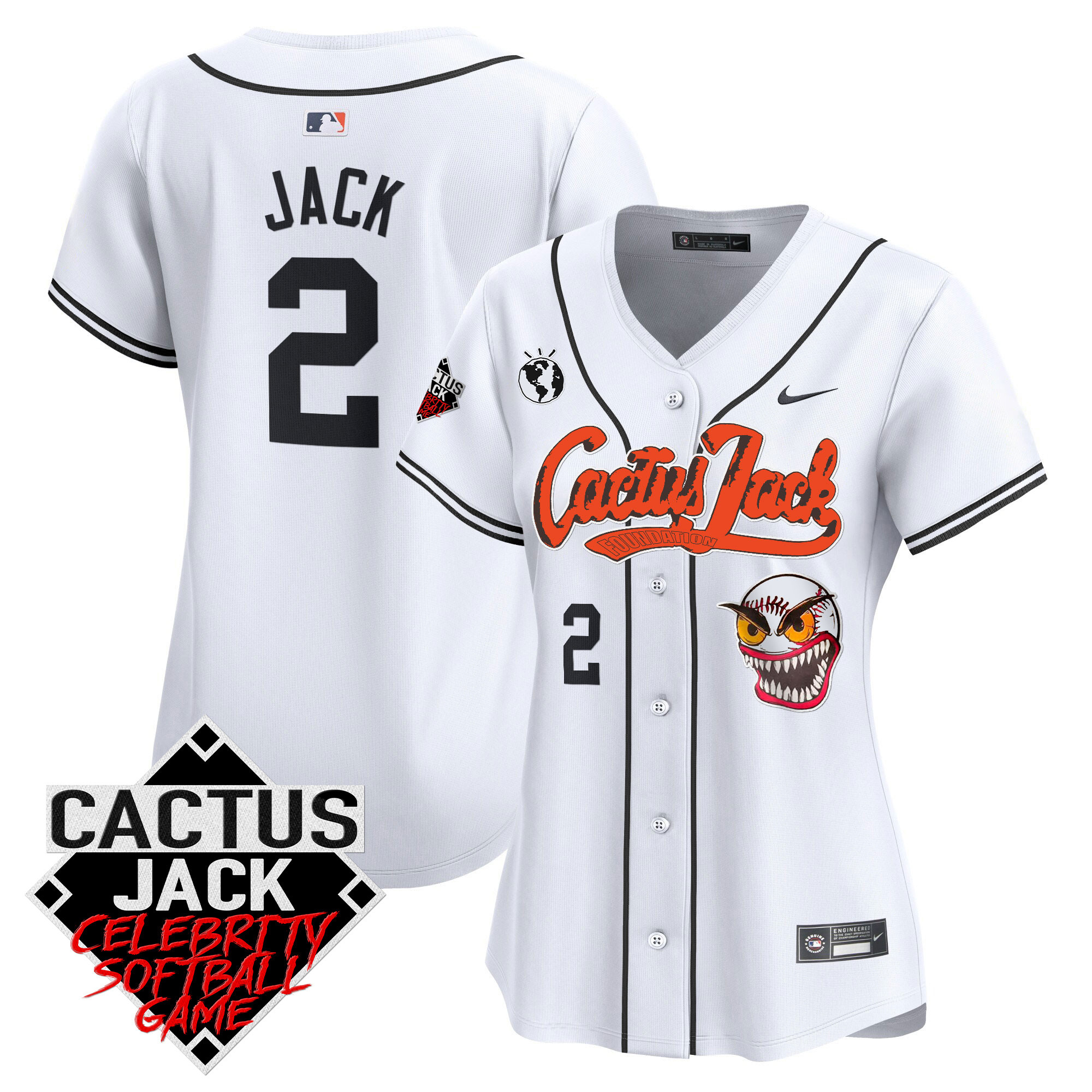 Travis Scott Women's Houston Astros Cactus Jack Celebrity Softball Game Patch Vapor Premier Limited White Jersey - All Stitched