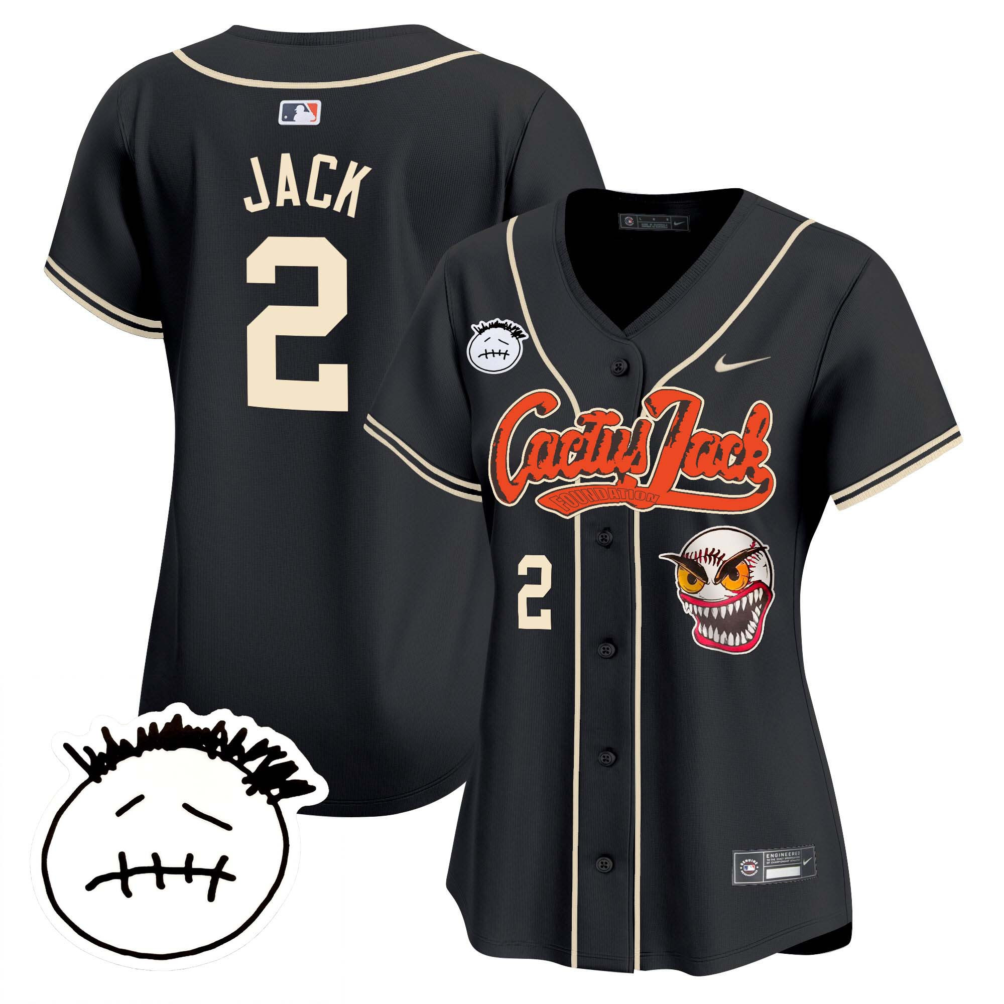 Travis Scott Women's Houston Astros Cactus Jack Patch Vapor Premier Limited V3 Black Jersey - All Stitched