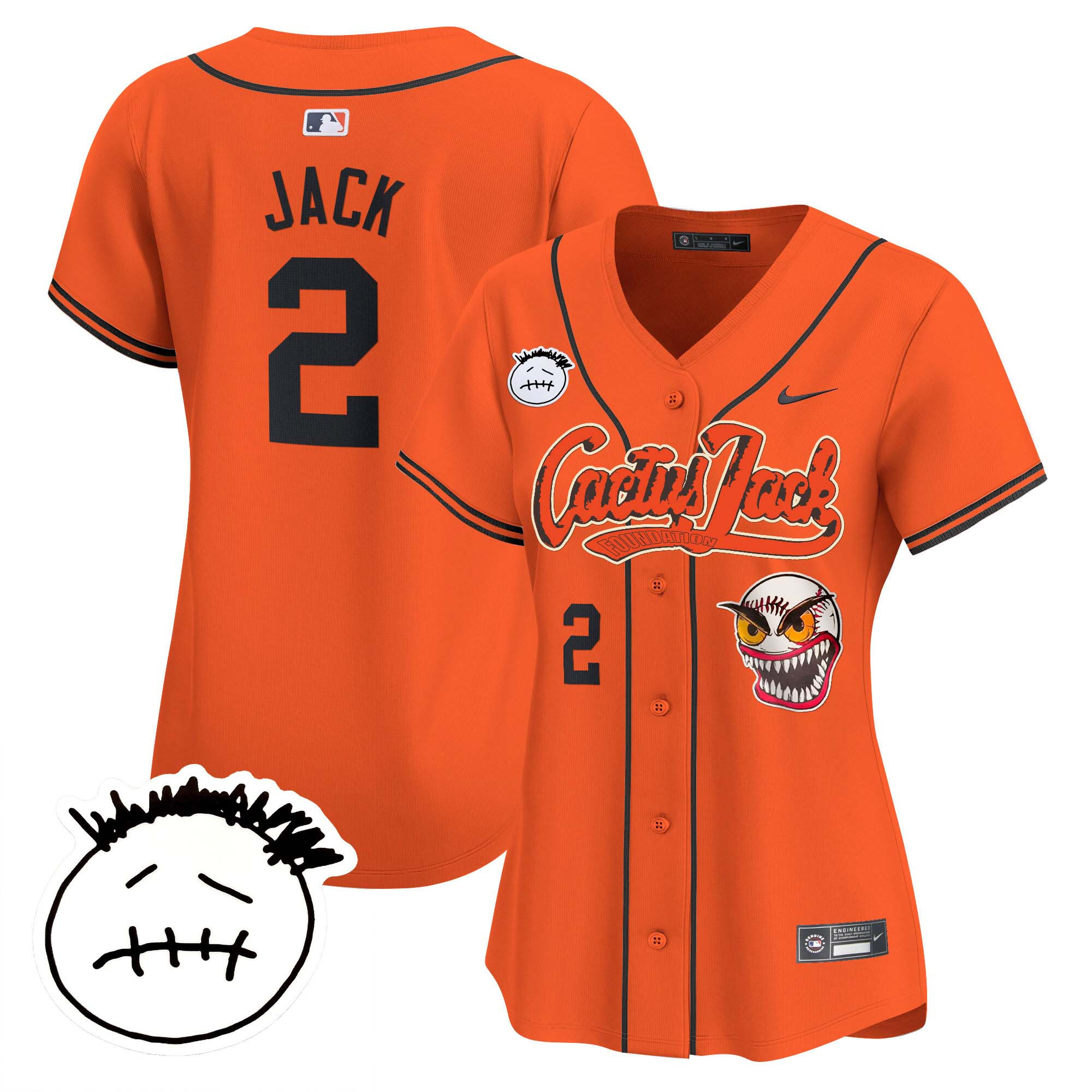 Travis Scott Women's Houston Astros Cactus Jack Patch Vapor Premier Limited V3 Orange Jersey - All Stitched