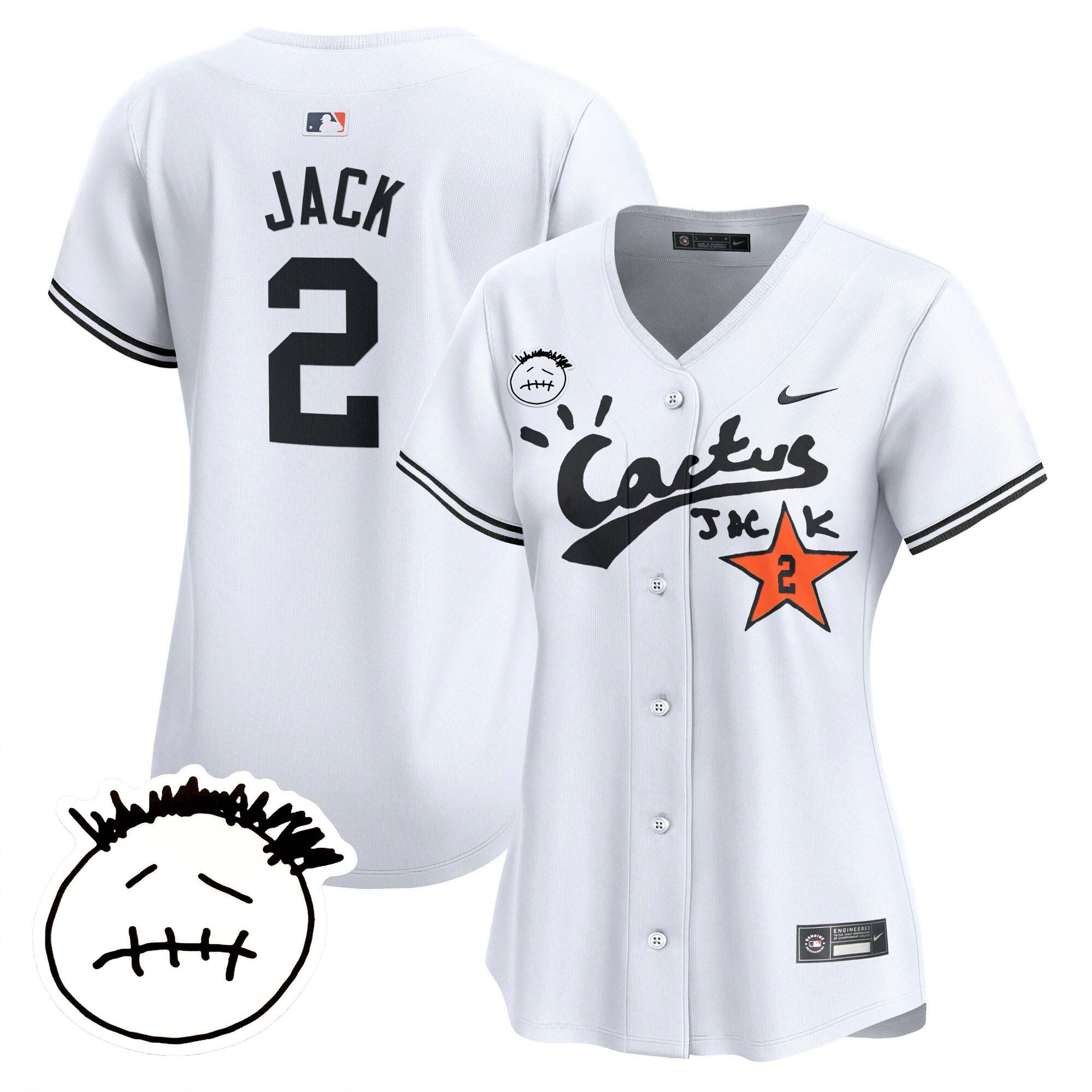 Travis Scott Women's Houston Astros Cactus Jack Patch Vapor Premier Limited V4 White Jersey - All Stitched