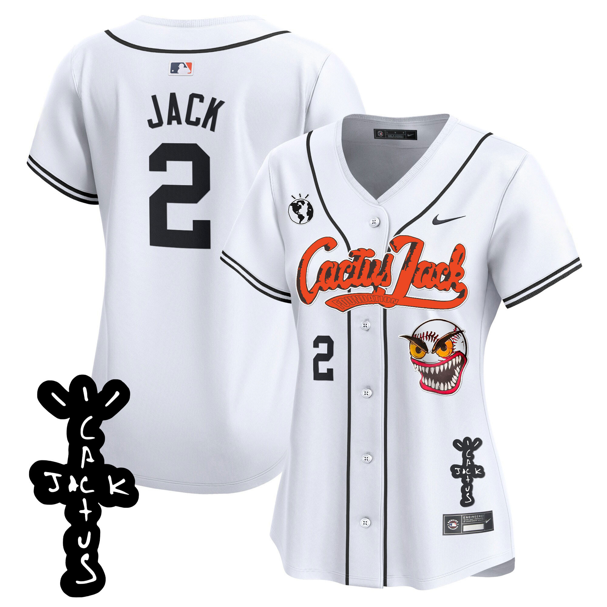 Travis Scott Women's Houston Astros Cactus Jack Patch Vapor Premier Limited White Jersey - All Stitched