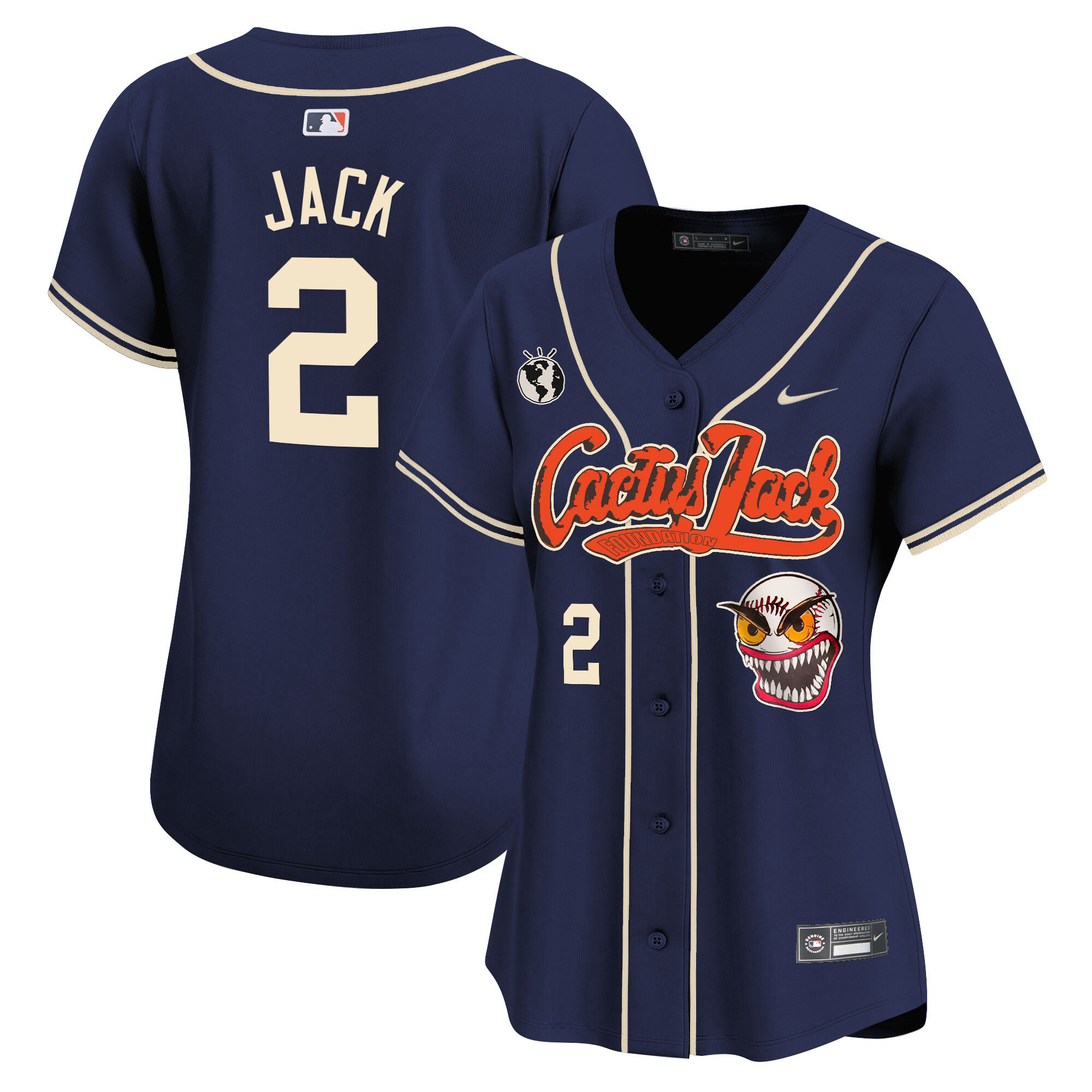 Travis Scott Women's Houston Astros Cactus Jack Vapor Premier Limited Navy Jersey - All Stitched