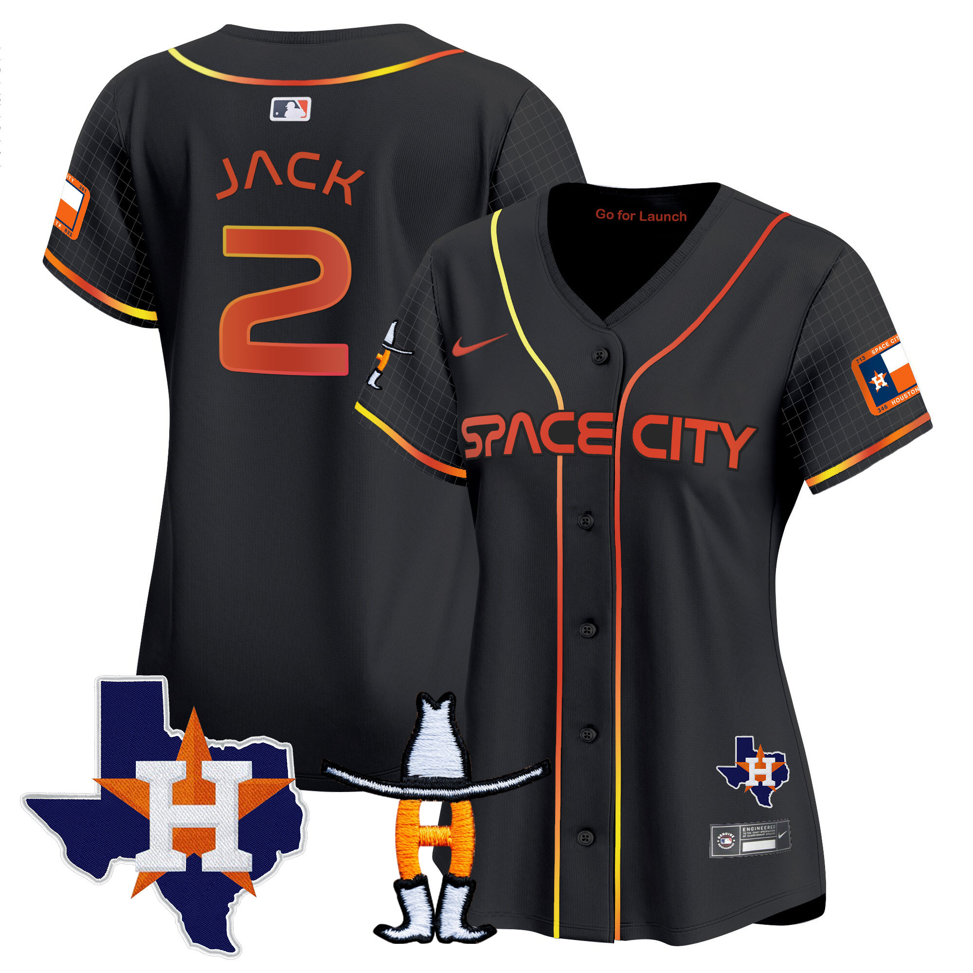 Travis Scott Women's Houston Astros Space City Texas Patch Vapor Premier Limited Black Jersey - All Stitched