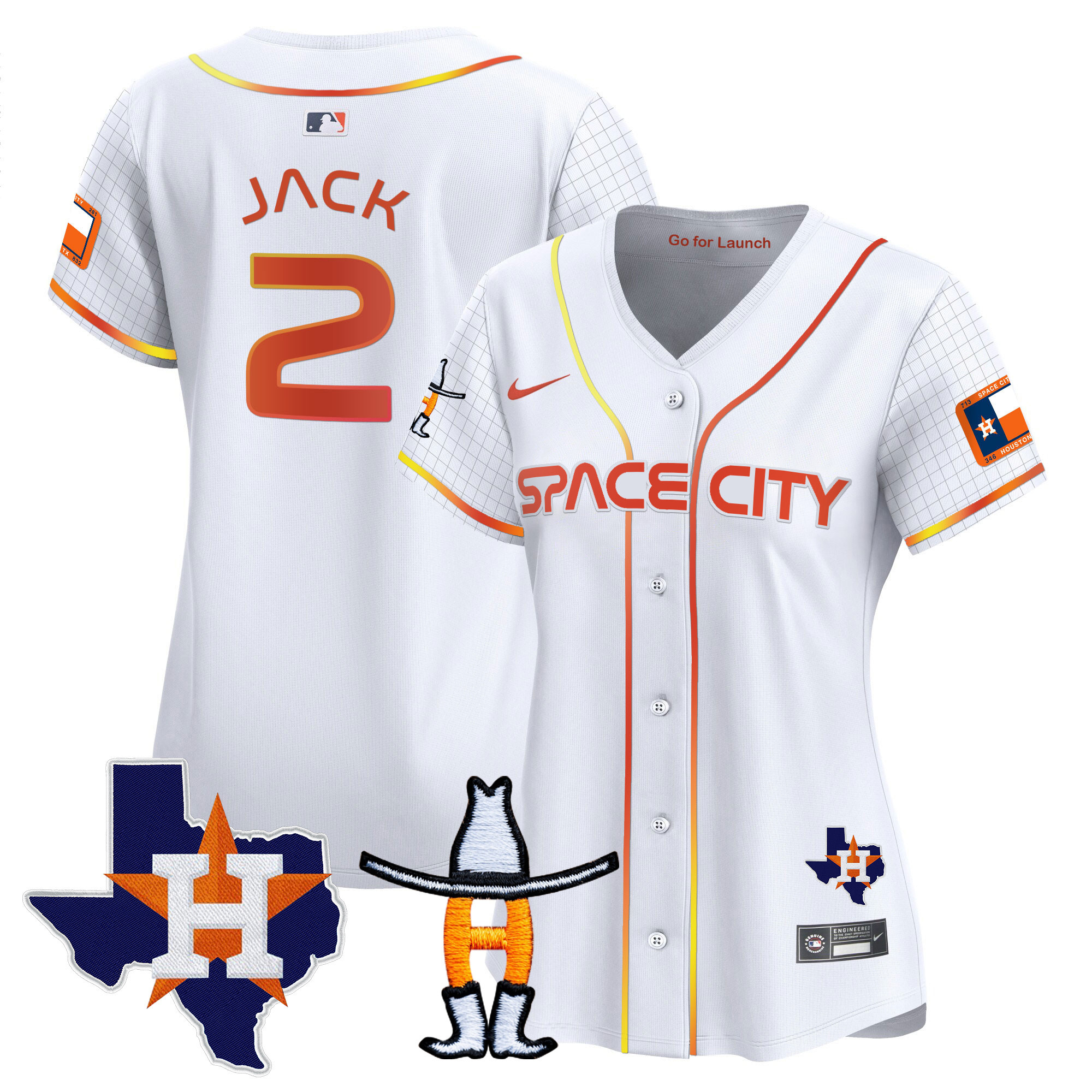 Travis Scott Women's Houston Astros Space City Texas Patch Vapor Premier Limited White Jersey - All Stitched