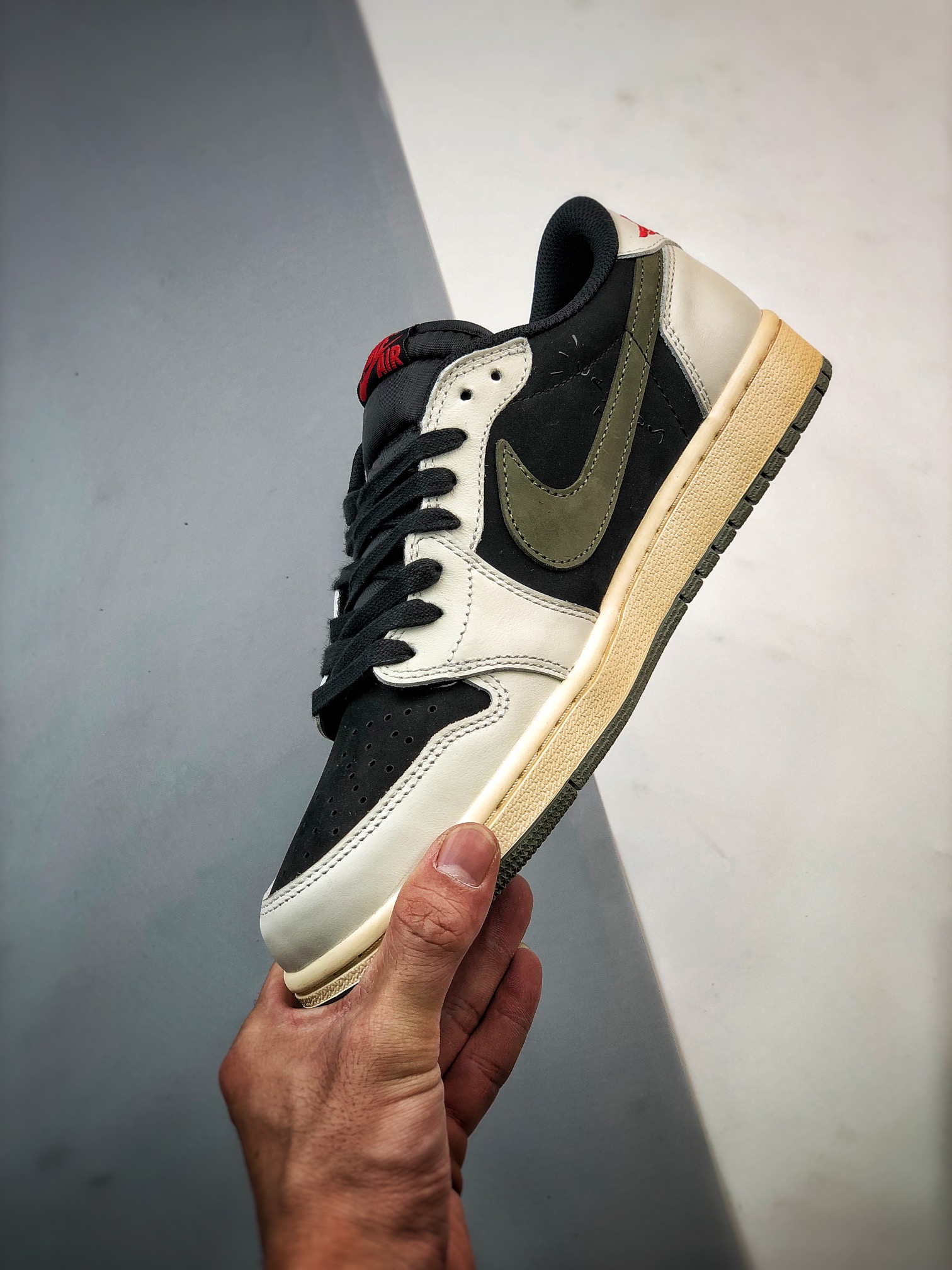 Travis Scott x Air Jordan 1 Low OG Sail/University Red-Black-Medium Olive For Sale