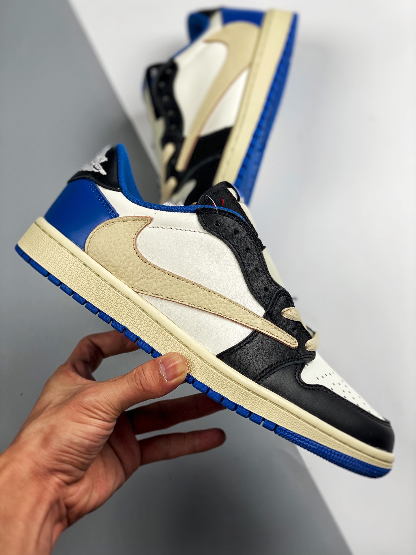 Travis Scott x Fragment x Air Jordan 1 Low OG White Blue For Sale