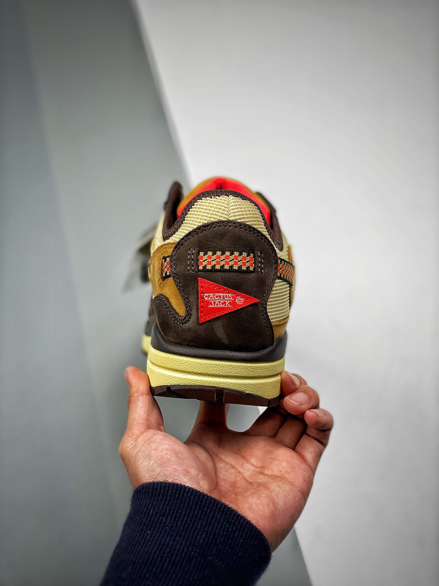 Travis Scott x Nike Air Max 1 Baroque Brown/Lemon Drop-Wheat-Chile Red For Sale
