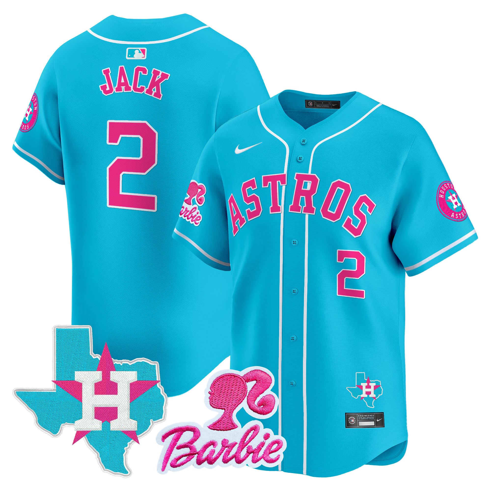 Travis ScottUnisex Houston Astros Barbie Patch Vapor Premier Limited Light Blue Jersey - All Stitched