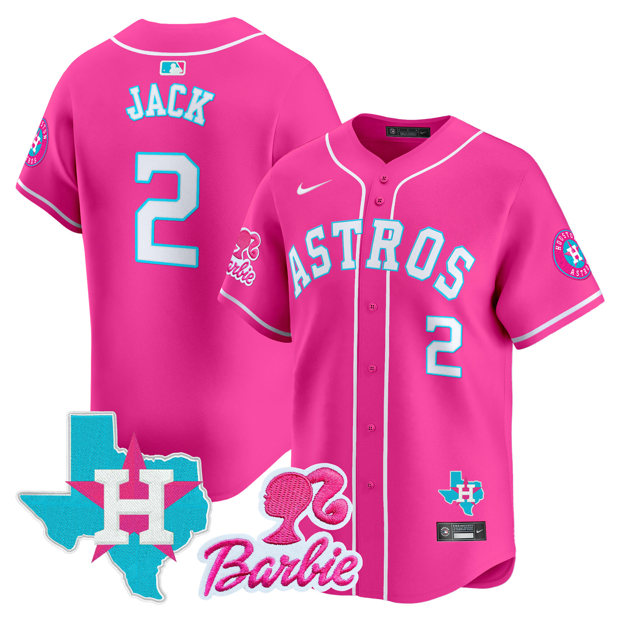 Travis ScottUnisex Houston Astros Barbie Patch Vapor Premier Limited Pink Jersey - All Stitched