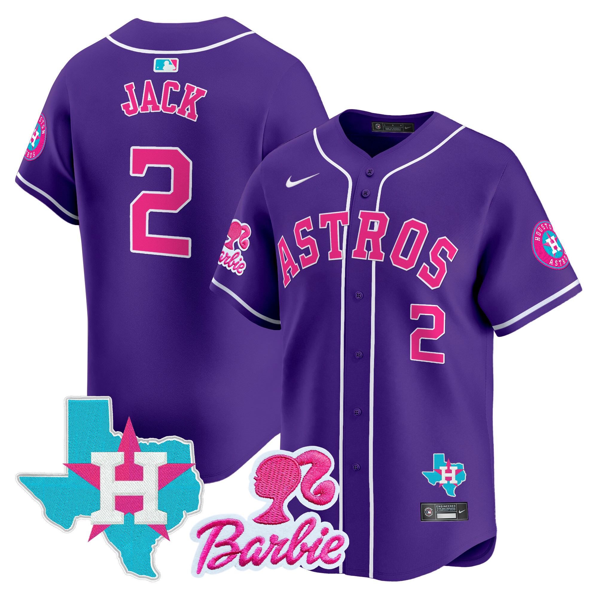 Travis ScottUnisex Houston Astros Barbie Patch Vapor Premier Limited Purple Jersey - All Stitched