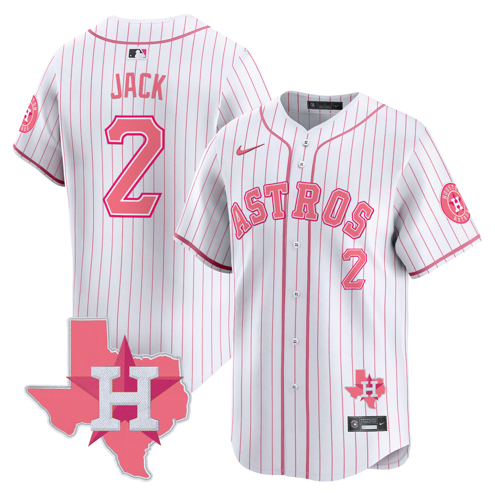 Travis ScottUnisex Houston Astros Bubblegum Pink Vapor Premier Limited PinStripe Jersey V2 - All Stitched