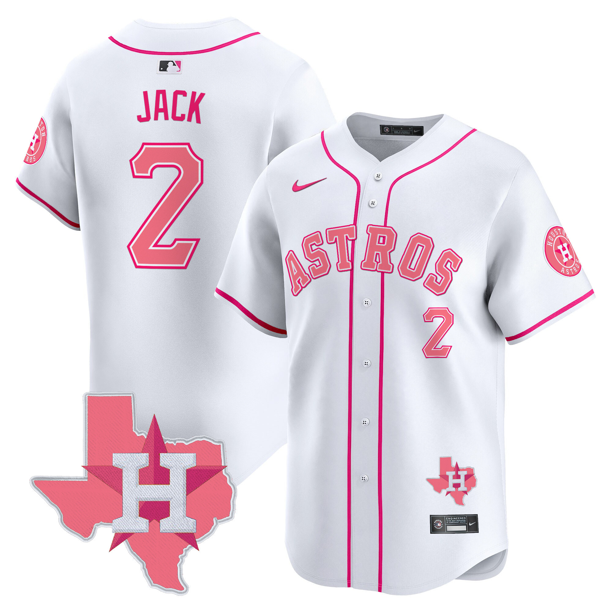 Travis ScottUnisex Houston Astros Bubblegum Pink Vapor Premier Limited White Jersey V2 - All Stitched