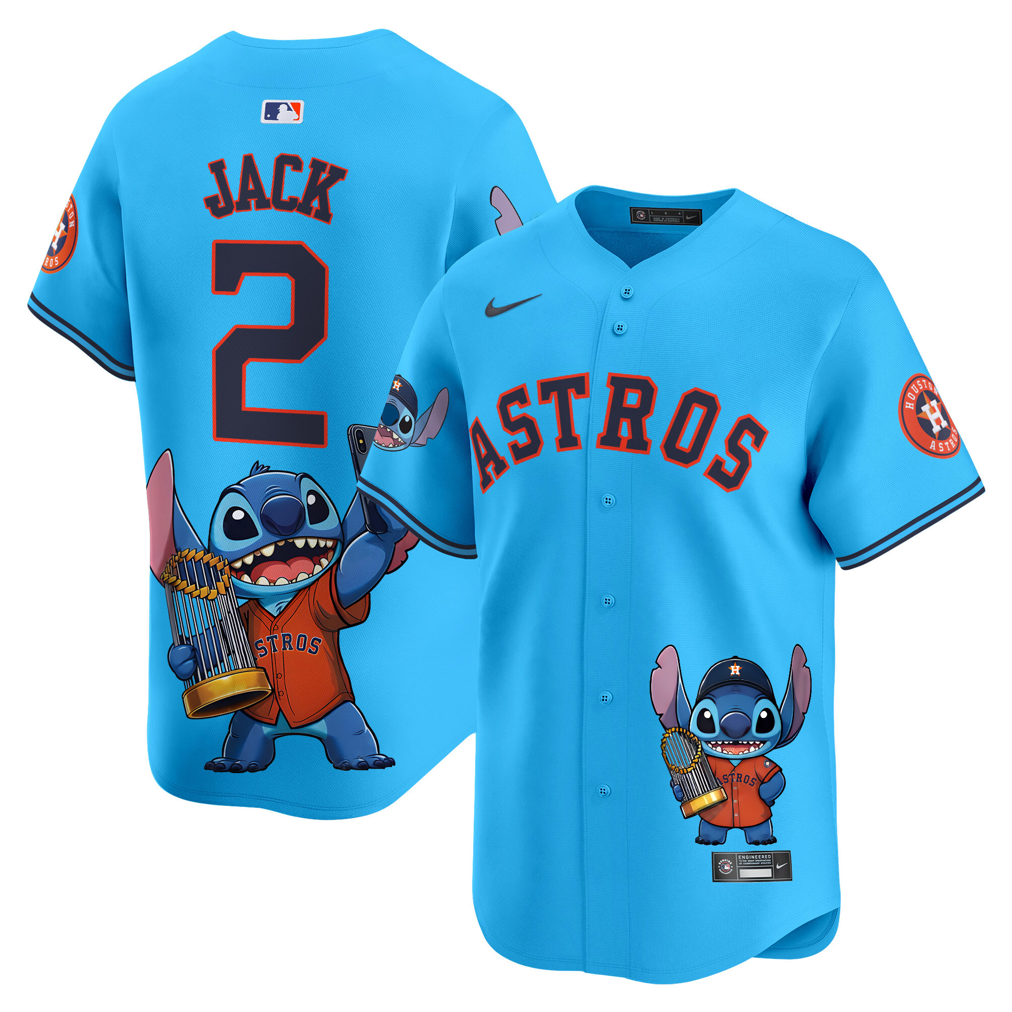 Travis ScottUnisex Houston Astros Lilo And Stitch Vapor Premier Limited Light Blue Jersey - Printed
