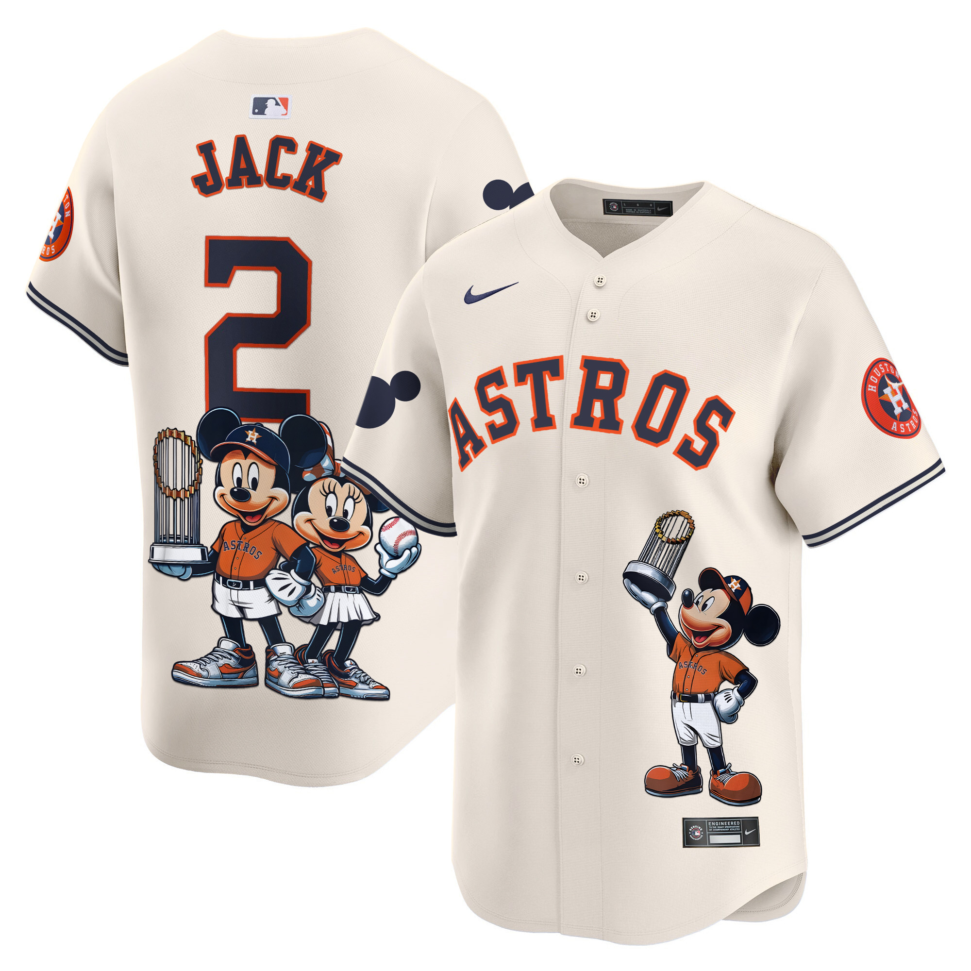 Travis ScottUnisex Houston Astros Mickey Houston Vapor Premier Limited Cream Jersey - Printed