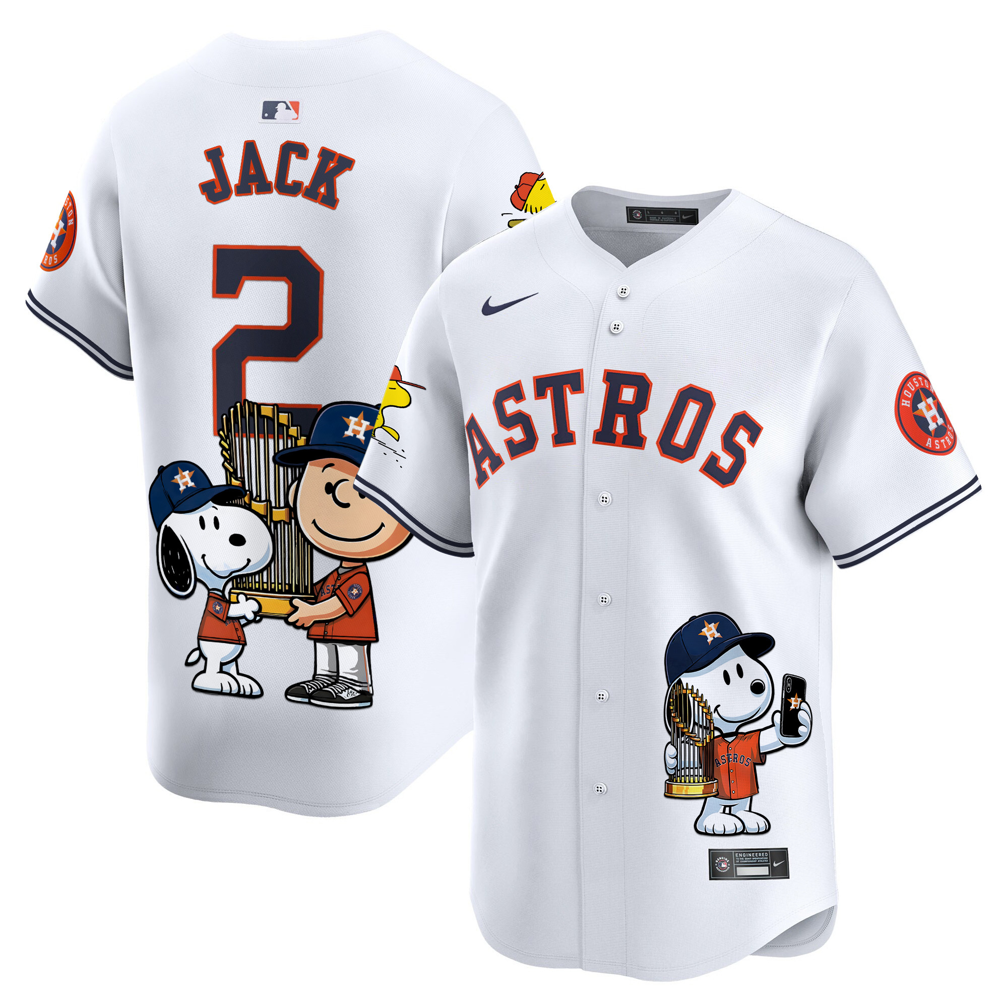 Travis ScottUnisex Houston Astros Peanut Snoopy Vapor Premier Limited White Jersey - Printed