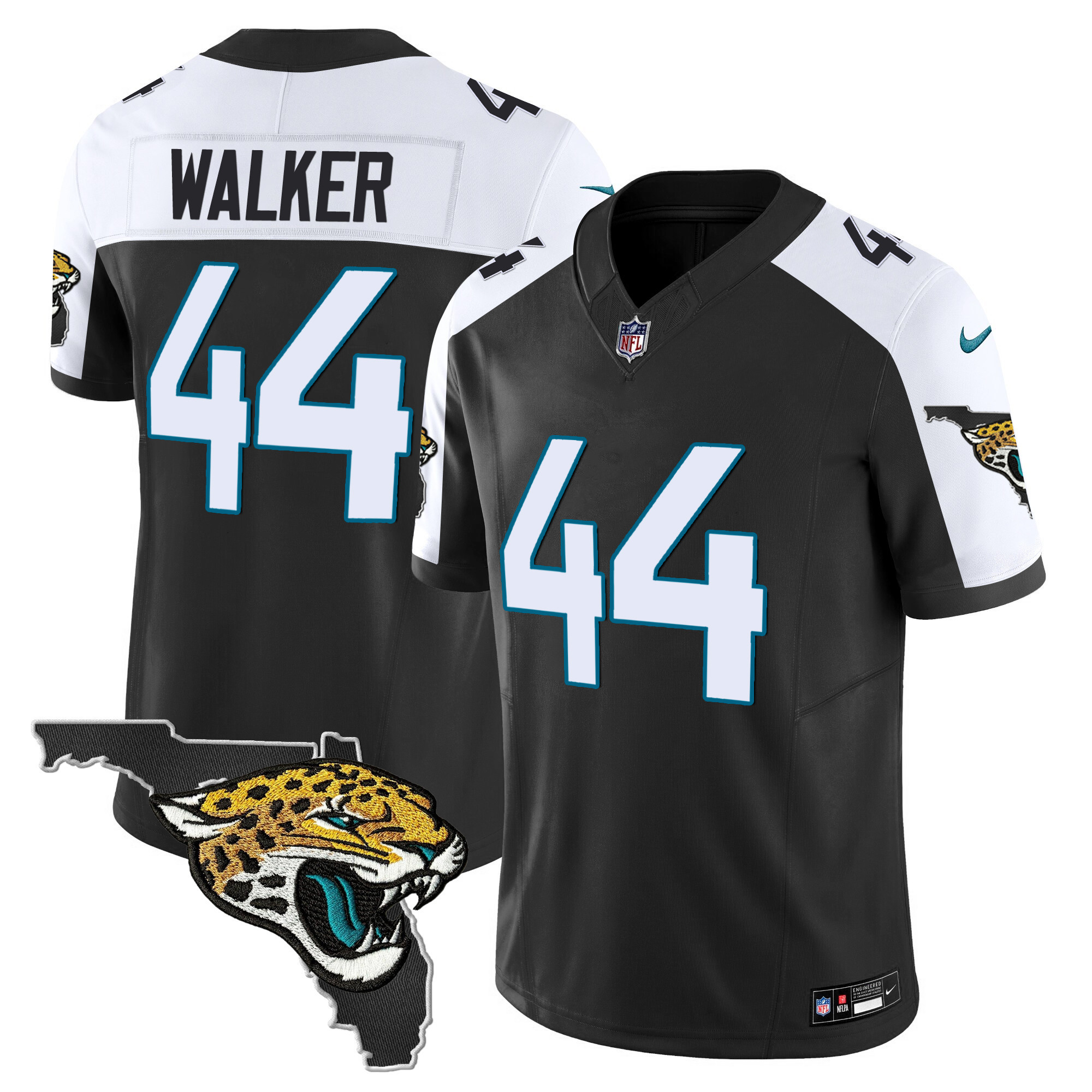 Travon Walker Men's Jacksonville Jaguars Florida Patch Vapor Black Alternate Jersey - All Stitched