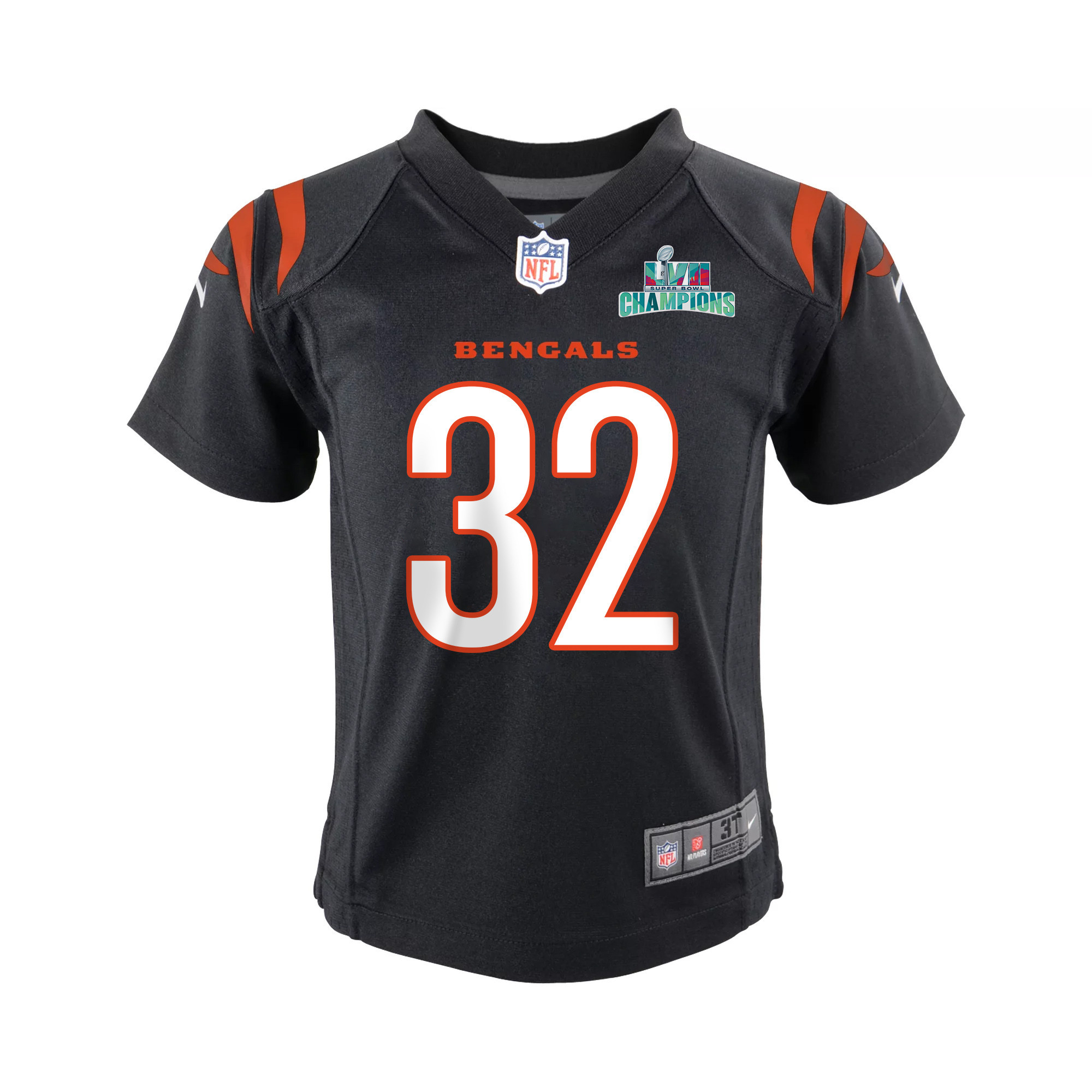 Trayveon Williams 32 Cincinnati Bengals Super Bowl LVII Champions Youth Game Stitched Jersey – Black