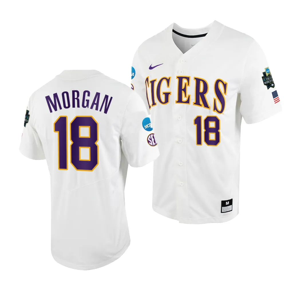Tre' Morgan LSU Tigers #18 White 2023 College World Series NCAA Jersey