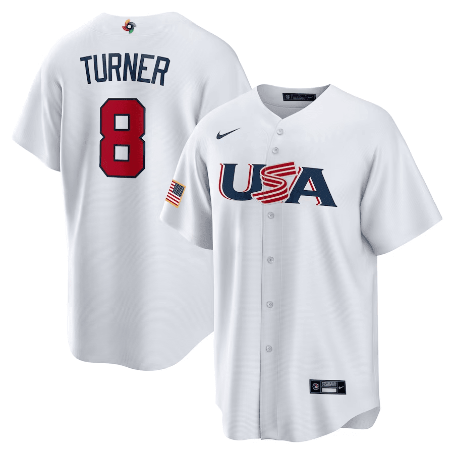 Trea Turner 8 USA Baseball 2023 World Baseball Classic Stitched Jersey – White Trea Turner 8 USA Baseball 2023 World Baseball Classic Stitched Jersey – White