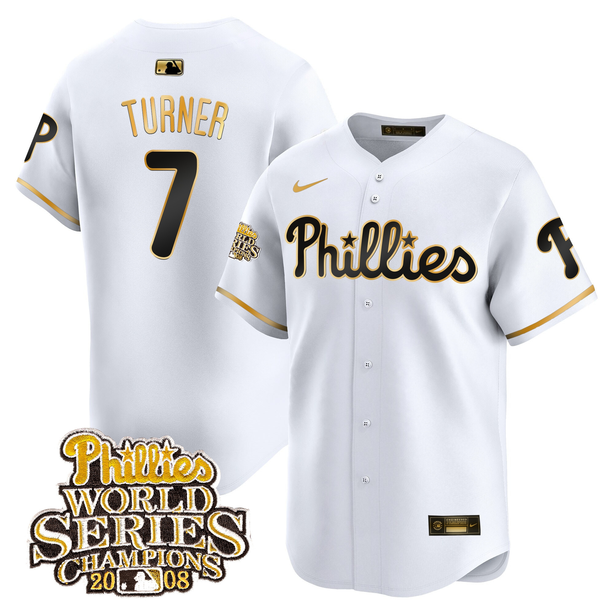 Trea Turner Men's Philadelphia Phillies 2008 World Series Champions Patch Vapor Premier Limited White Jersey - All Stitched