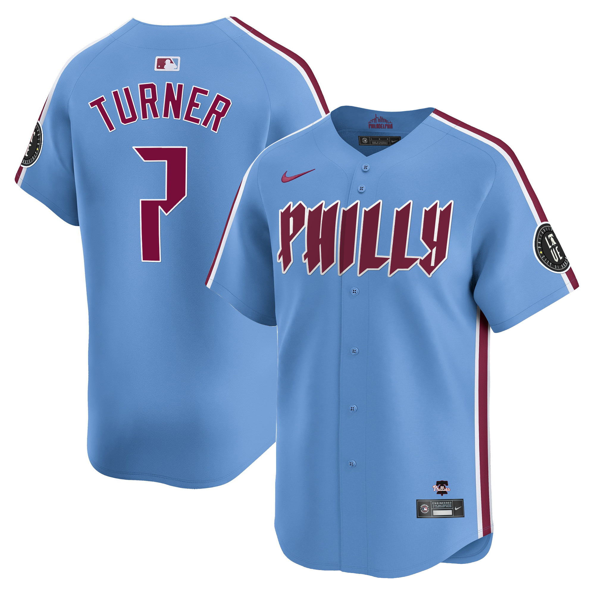 Trea Turner Men's Philadelphia Phillies 2024 City Connect Vapor Premier Limited Light Blue Jersey - All Stitched