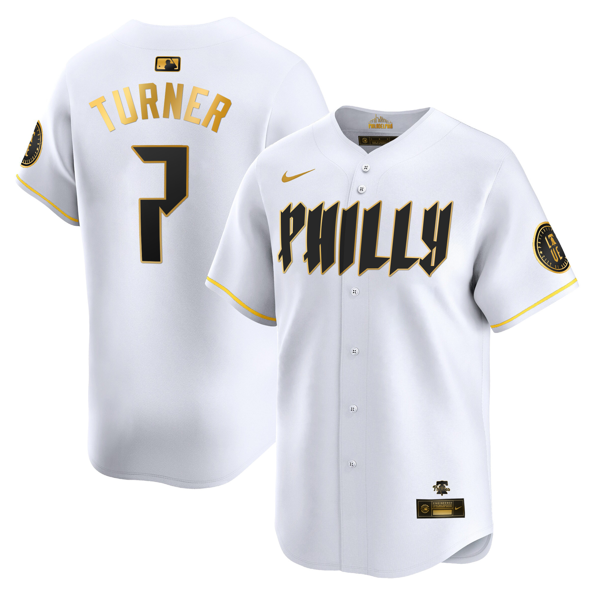 Trea Turner Men's Philadelphia Phillies 2024 City Connect Vapor Premier Limited White Gold Jersey - All Stitched