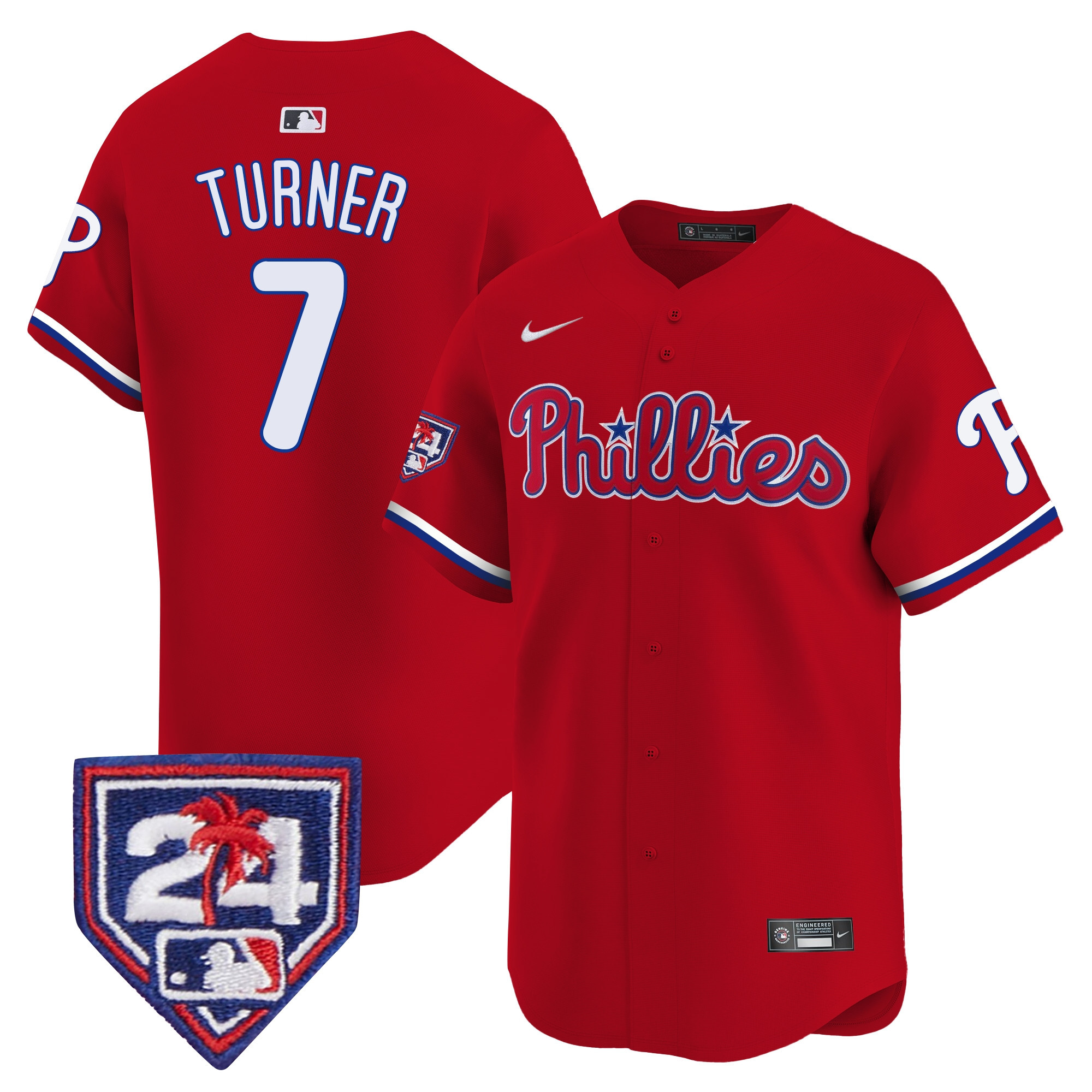 Trea Turner Men's Philadelphia Phillies 2024 Spring Training Patch Vapor Premier Limited Red Jersey - All Stitched