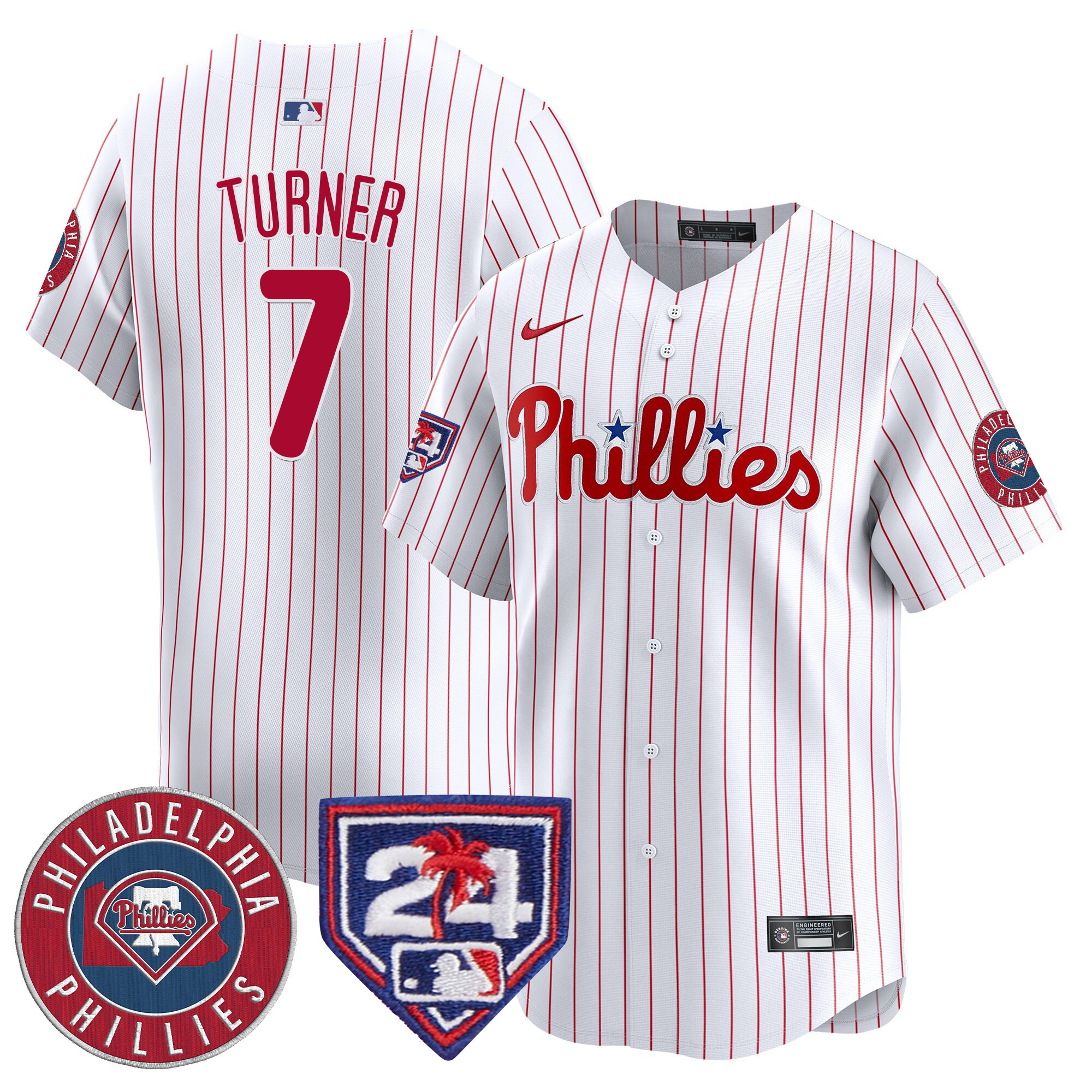 Trea Turner Men's Philadelphia Phillies 2024 Spring Training Patch Vapor Premier Limited V2 White Jersey - All Stitched