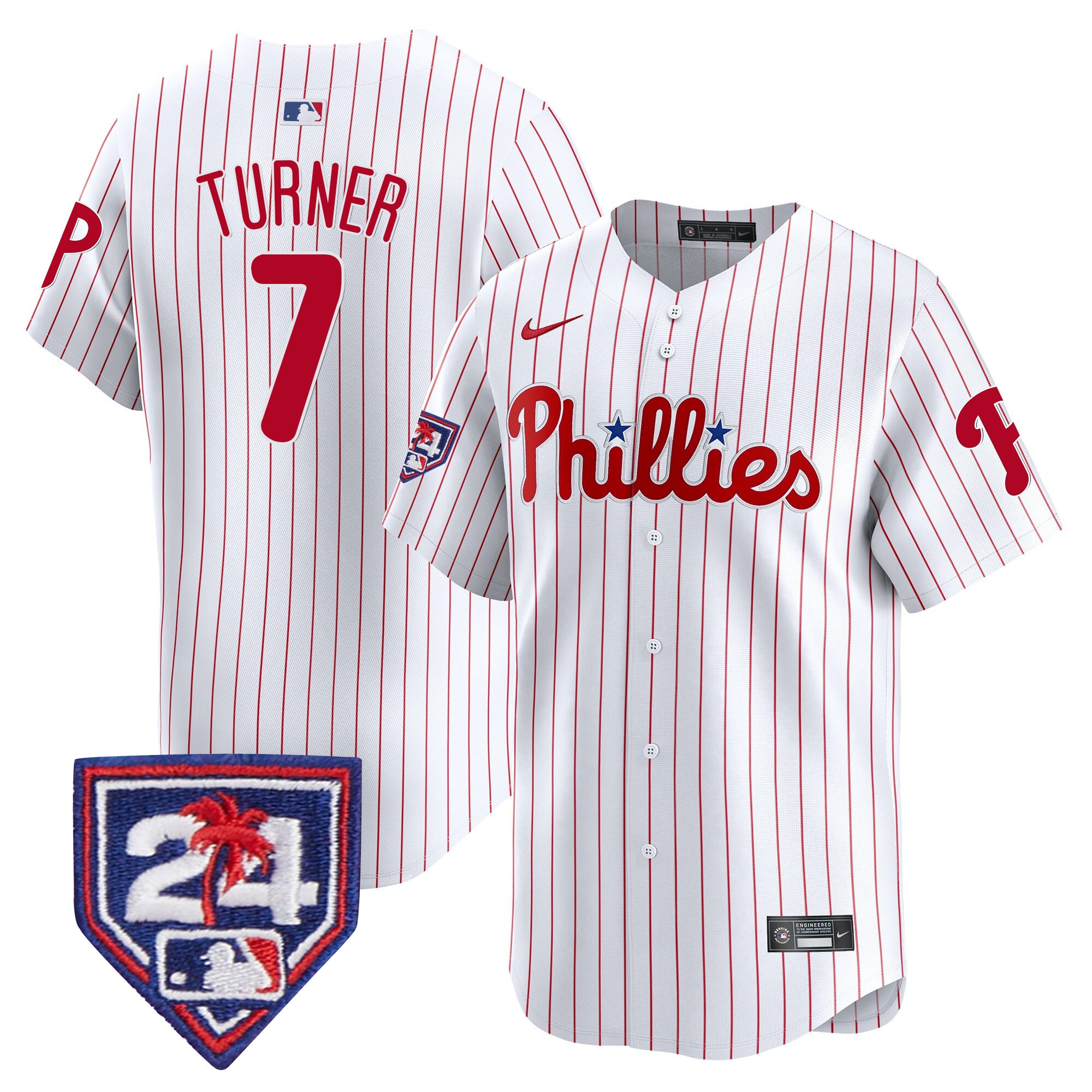 Trea Turner Men's Philadelphia Phillies 2024 Spring Training Patch Vapor Premier Limited White Jersey - All Stitched