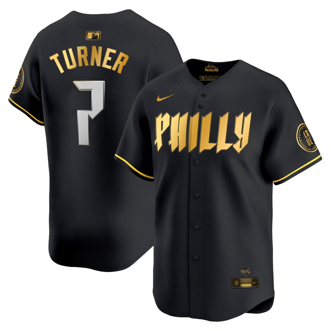 Trea Turner Philadelphia Phillies Blue 2024 City Connect Limited Black Gold Jersey