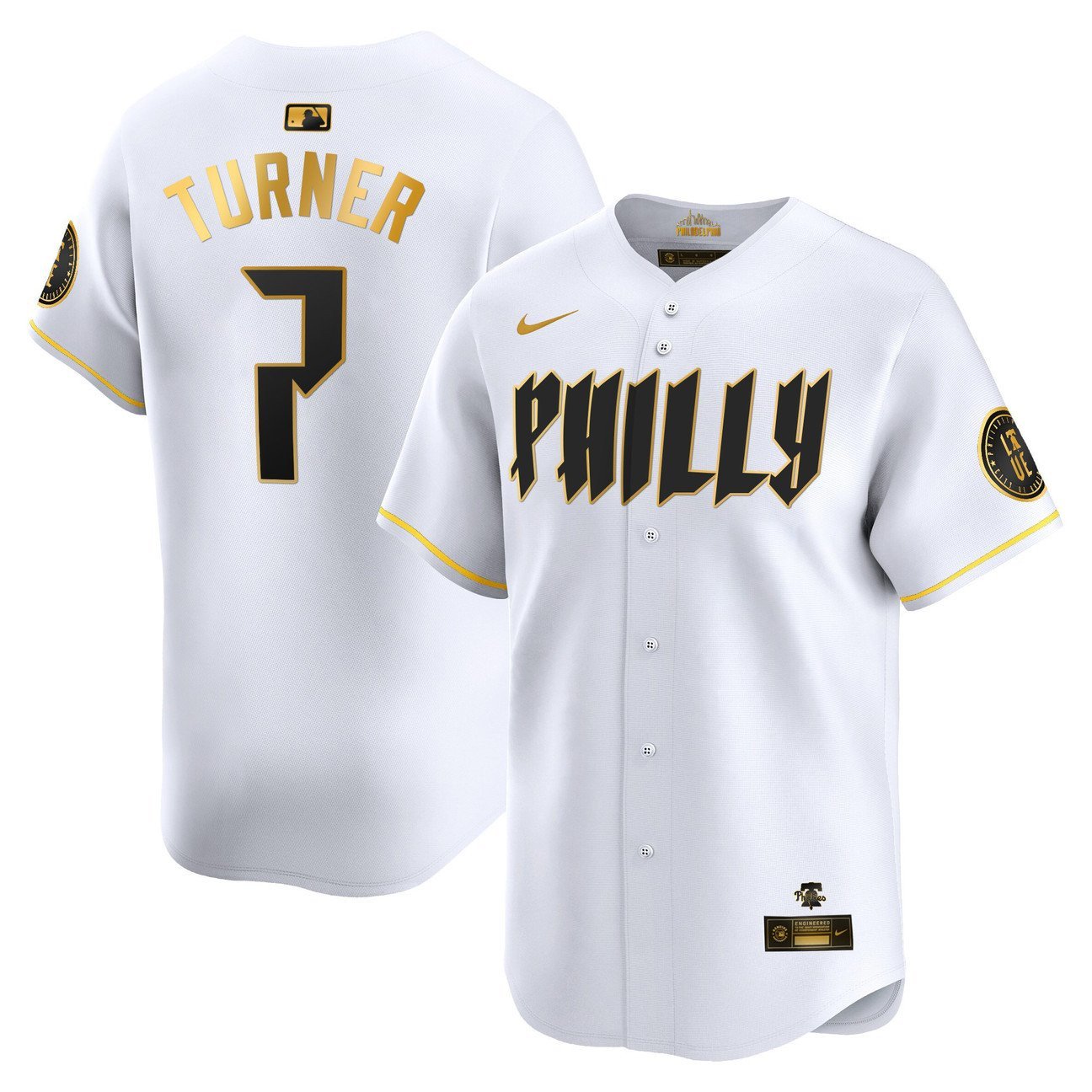 Trea Turner Philadelphia Phillies Blue 2024 City Connect Limited White Gold Jersey