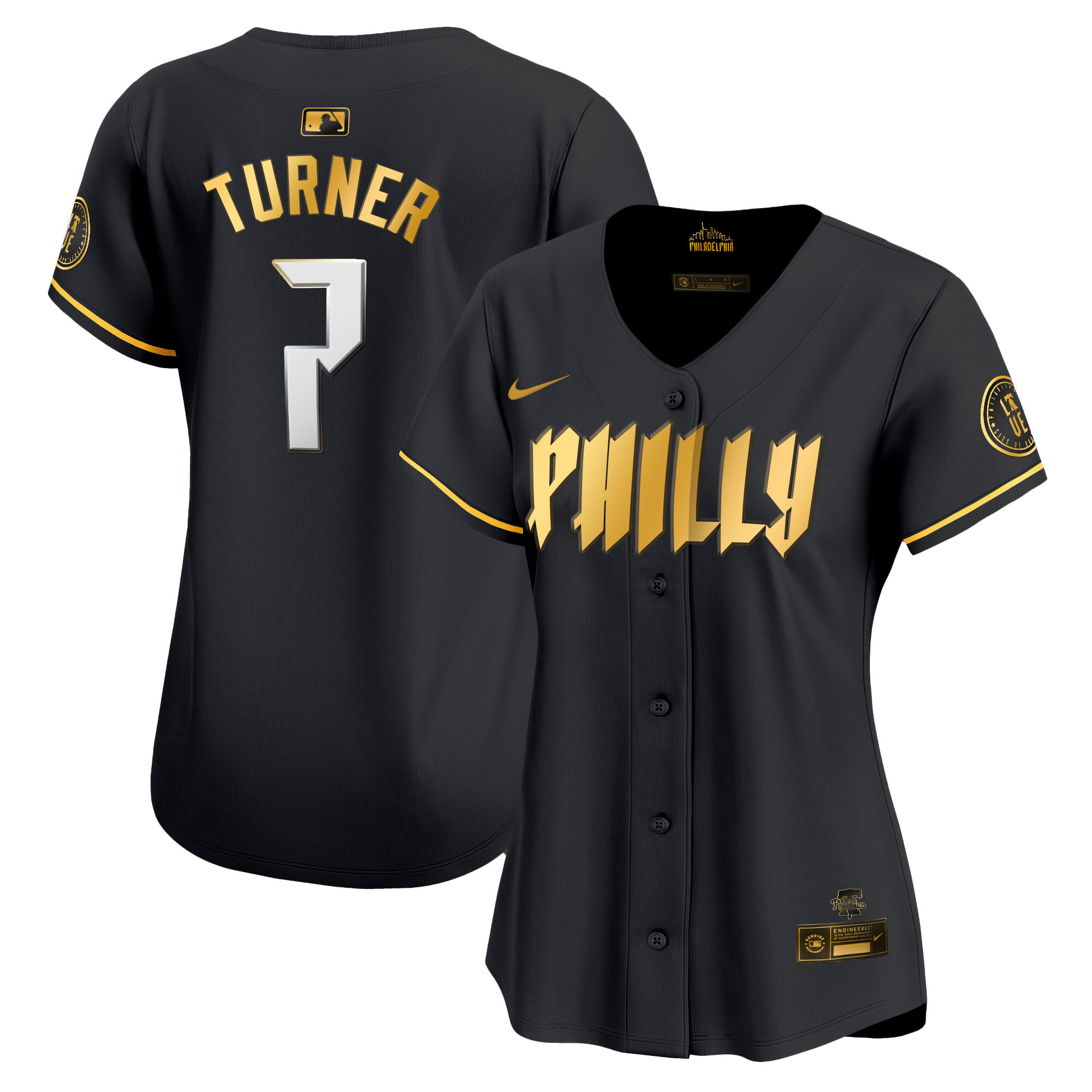 Trea Turner Women's Philadelphia Phillies 2024 City Connect Vapor Premier Limited Black Gold Jersey - All Stitched
