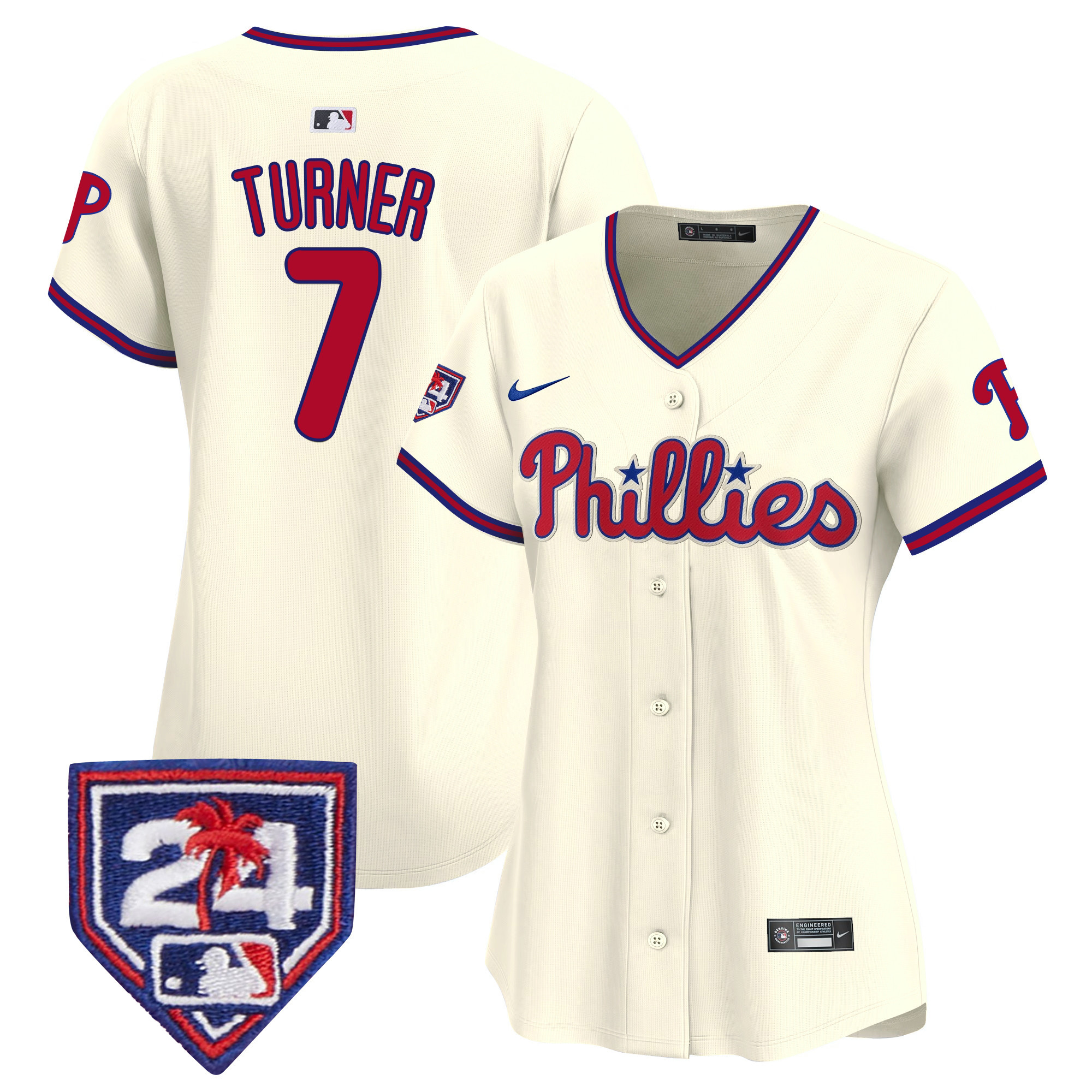 Trea Turner Women's Philadelphia Phillies 2024 Spring Training Patch Vapor Premier Limited Cream Jersey - All Stitched
