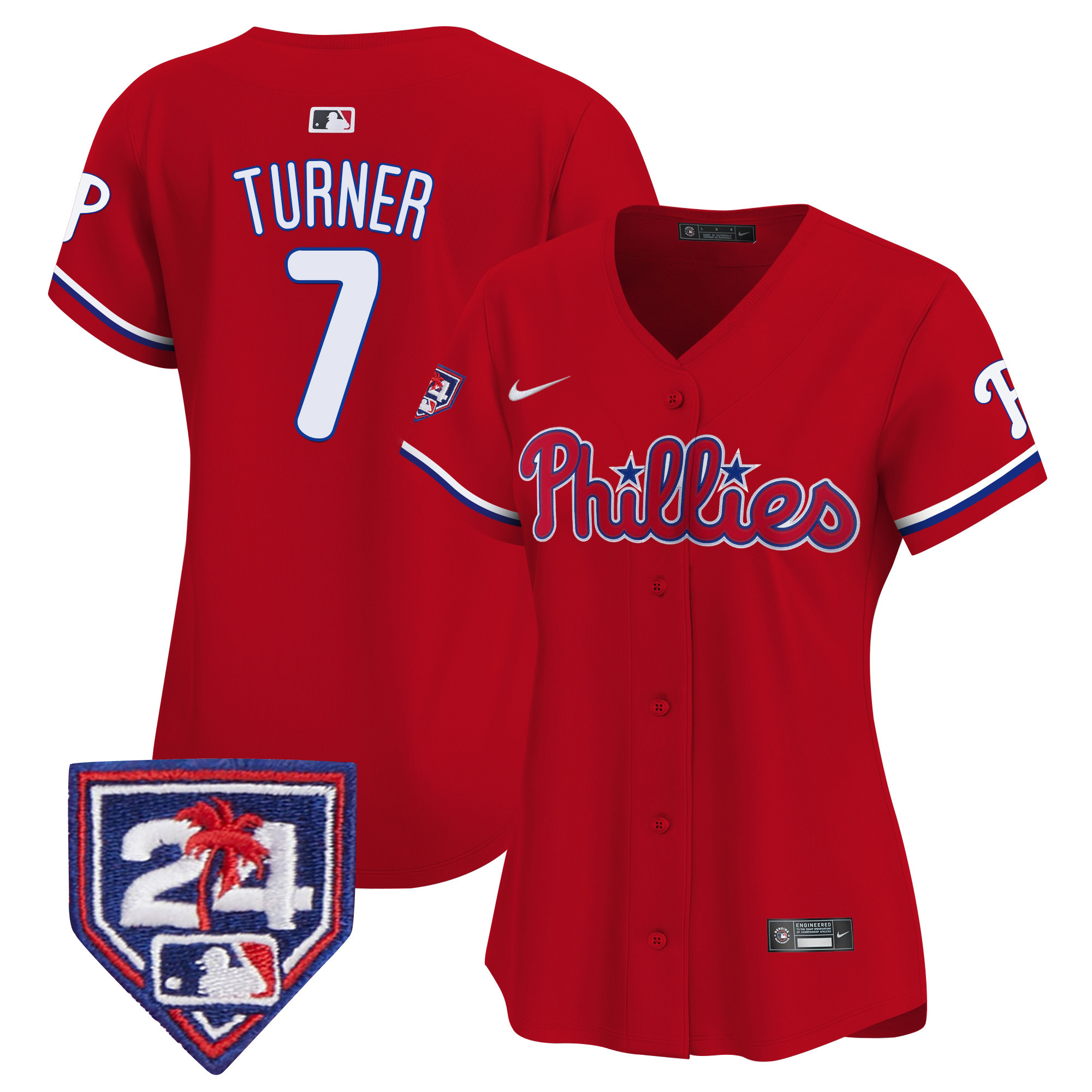Trea Turner Women's Philadelphia Phillies 2024 Spring Training Patch Vapor Premier Limited Red Jersey - All Stitched