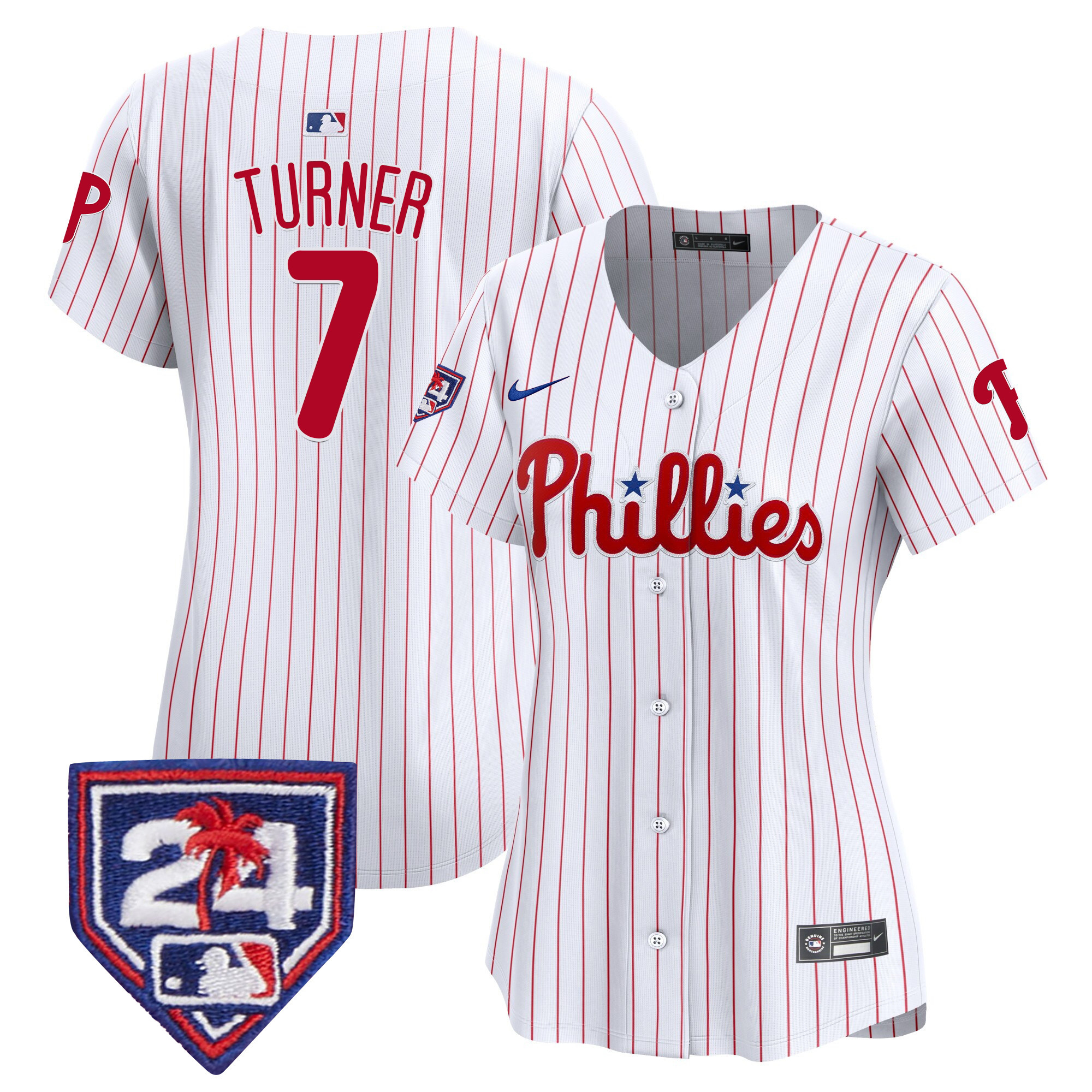 Trea Turner Women's Philadelphia Phillies 2024 Spring Training Patch Vapor Premier Limited White Jersey - All Stitched