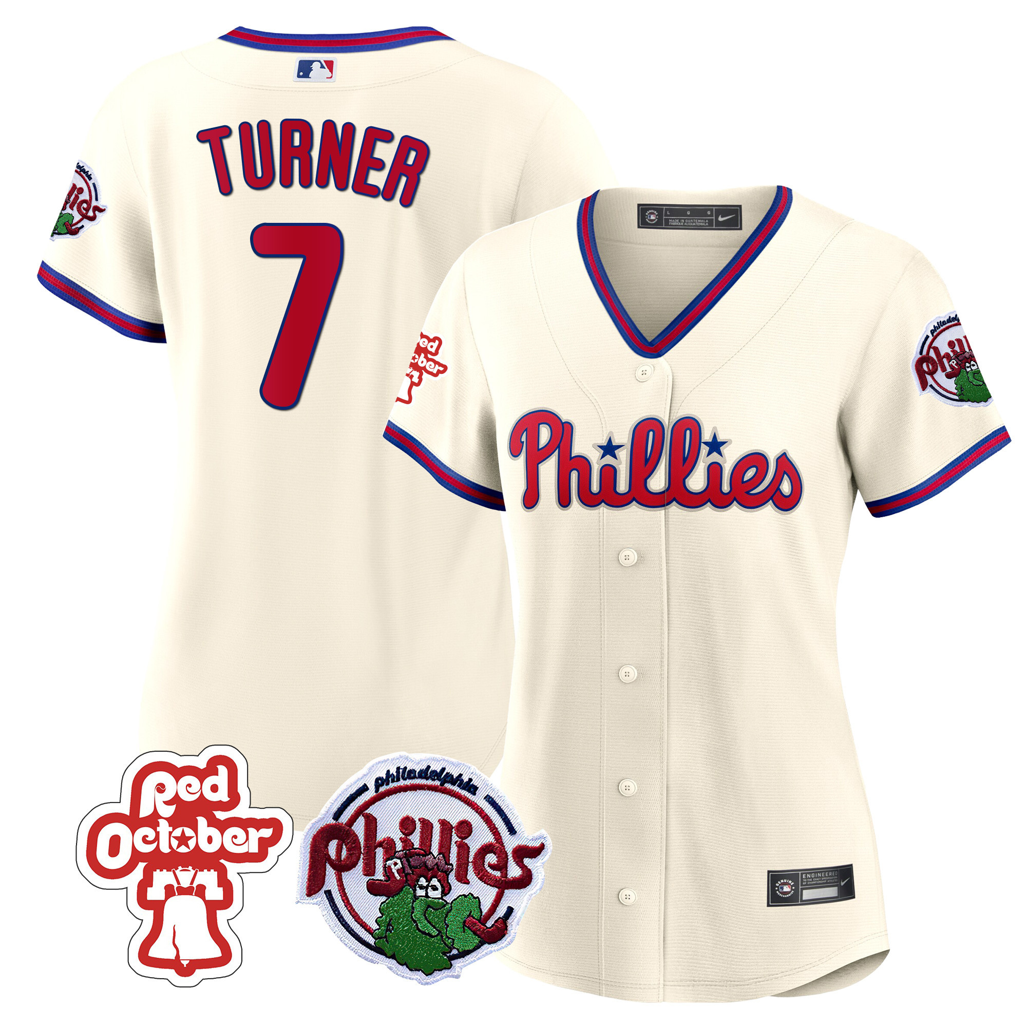 Trea Turner Women's Philadelphia Phillies Red October Patch Cream Jersey - All Stitched