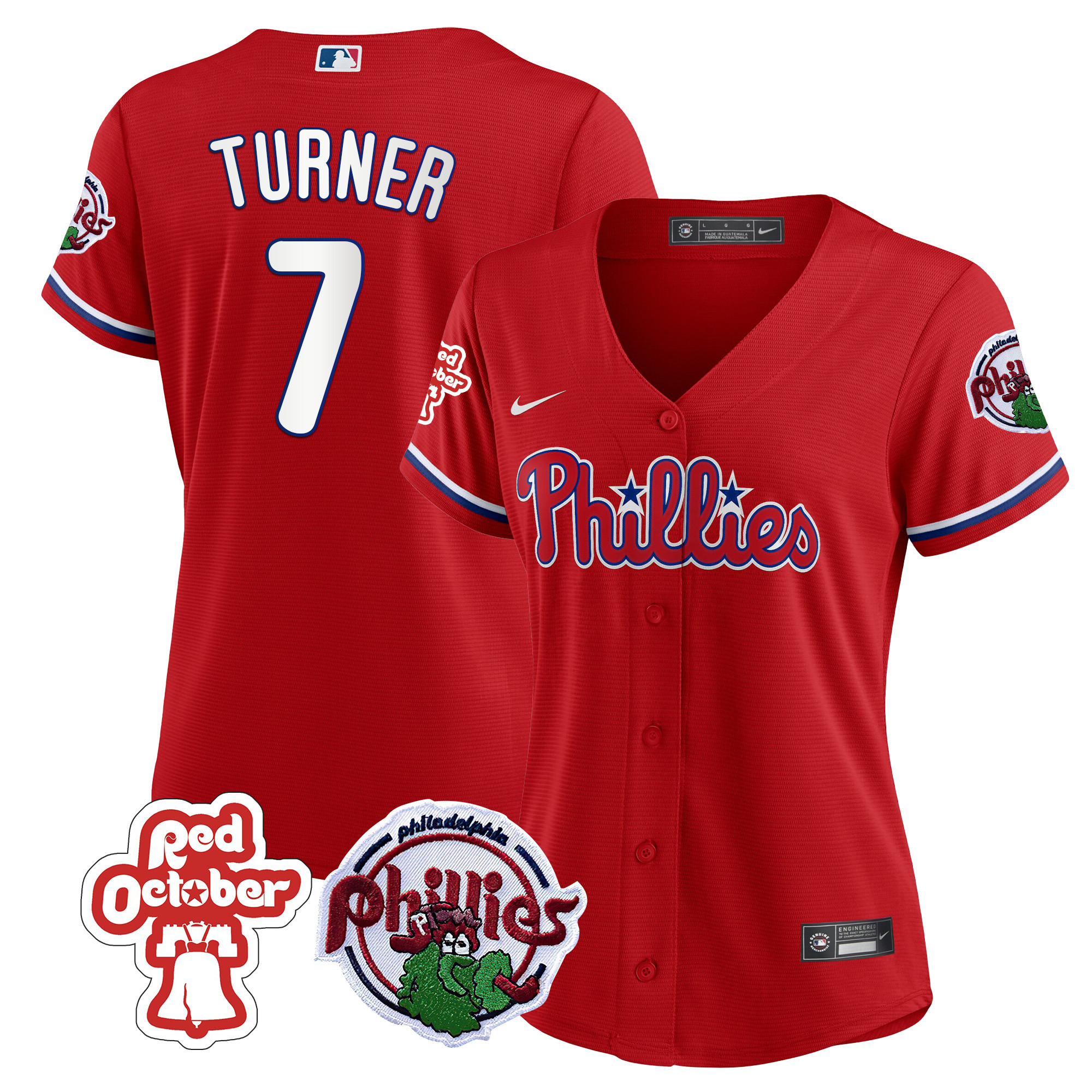 Trea Turner Women's Philadelphia Phillies Red October Patch Jersey - All Stitched