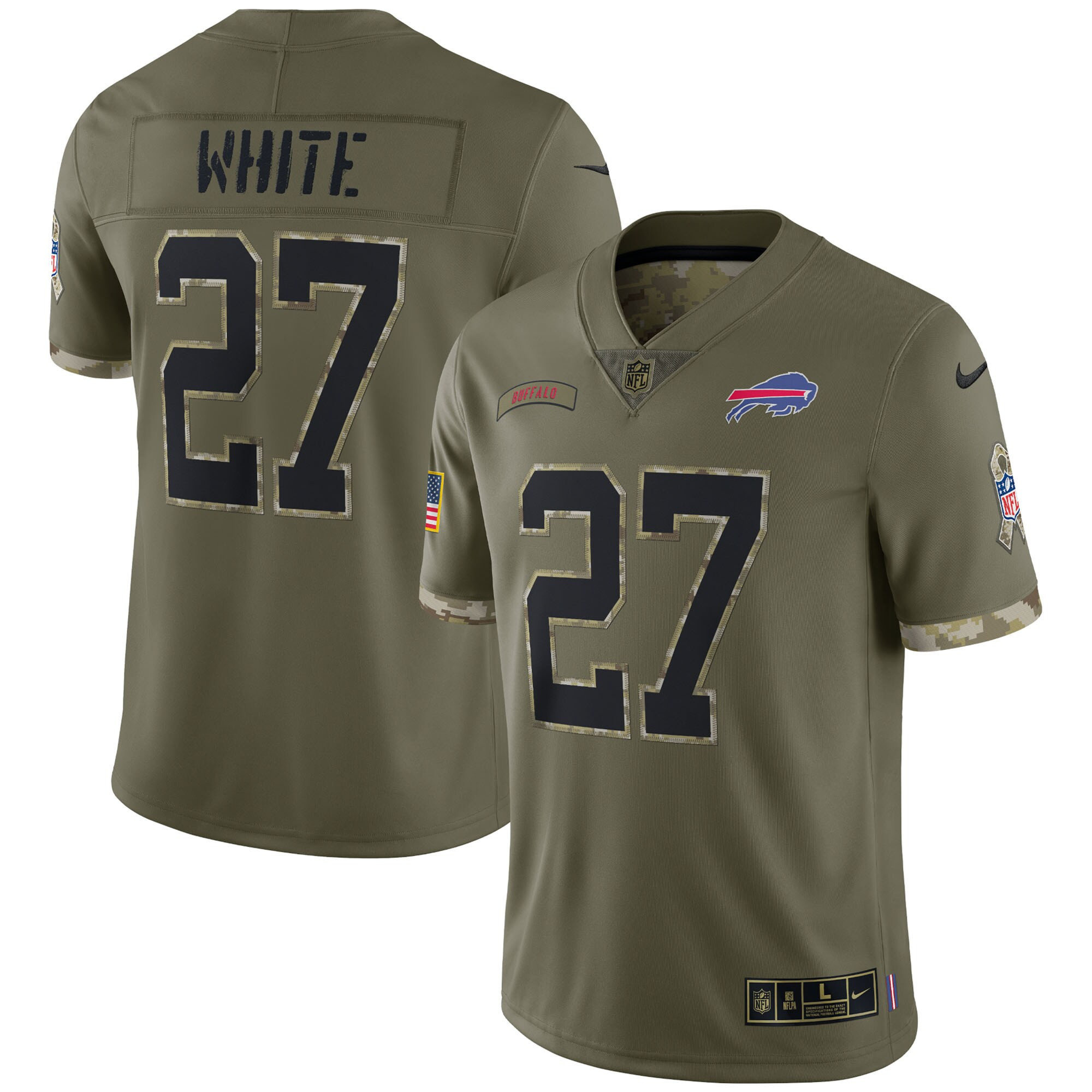 Tre'Davious White Men's Buffalo Bills Salute To Service 2022 Limited - Olive Salute To Service Jersey - All Stitched 